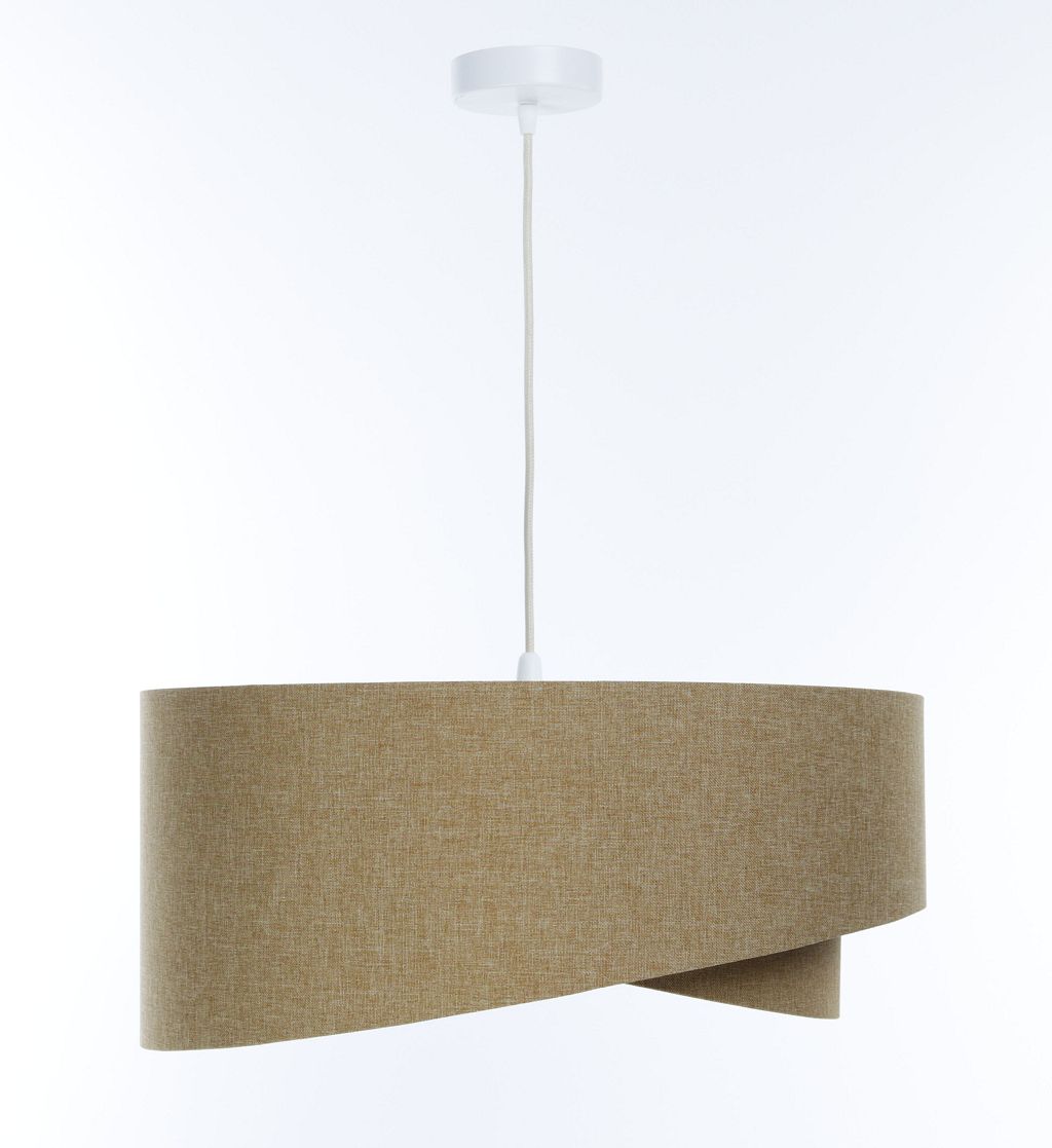 Suspension Tissu E27 D : 45 cm rond Beige Tissu Moderne