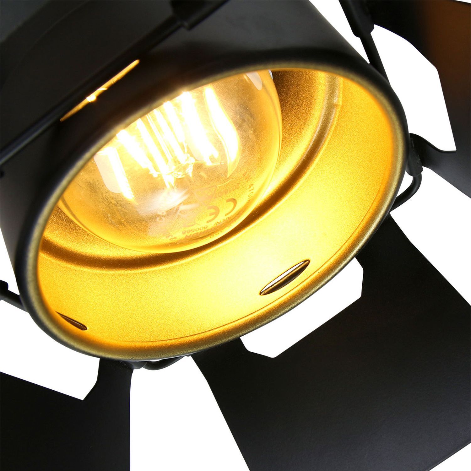 Industrial Deckenspot flexibel L:58 cm in Schwarz Gold