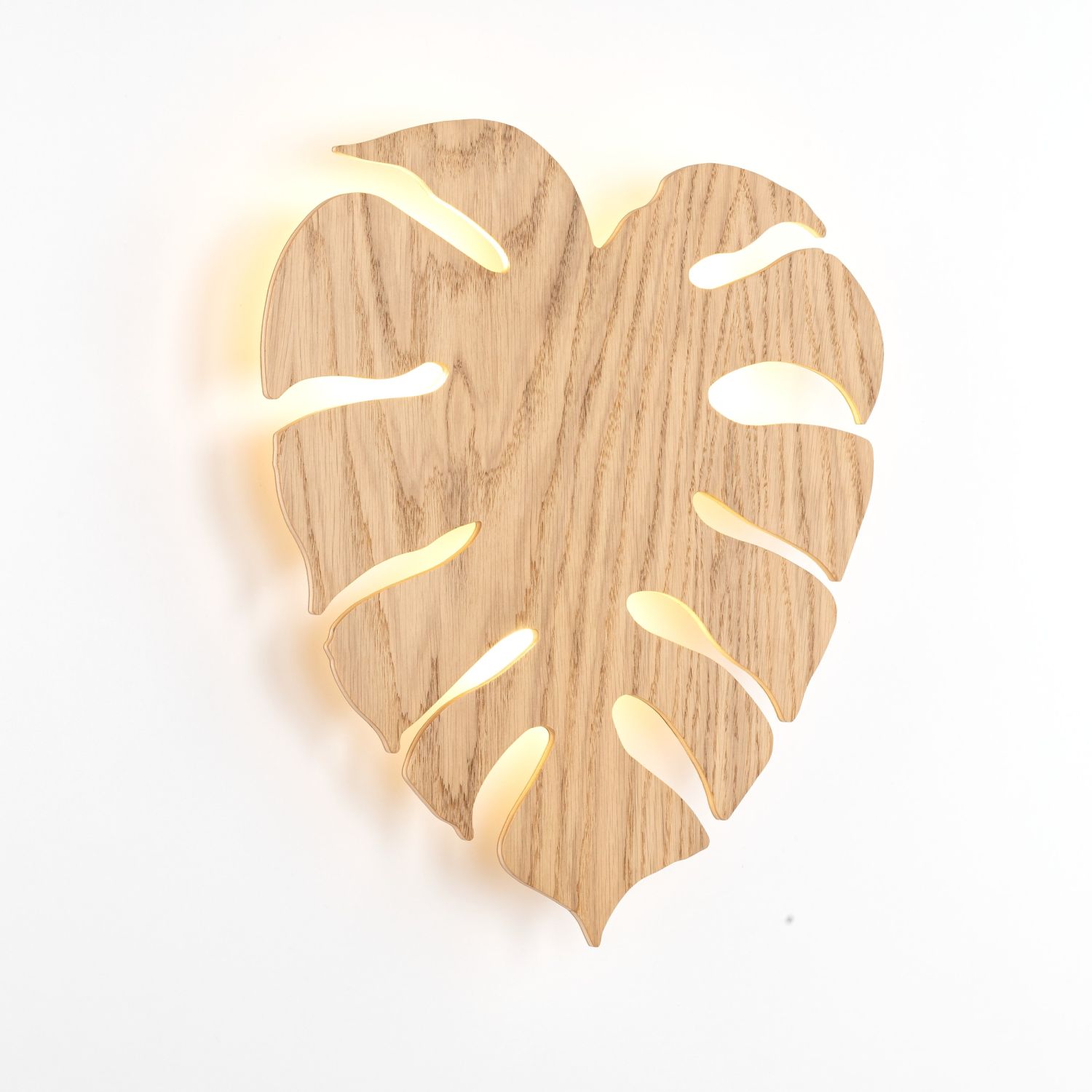 Dekorative Wandlampe Holz Blatt indirektes Licht H: 40 3x G9