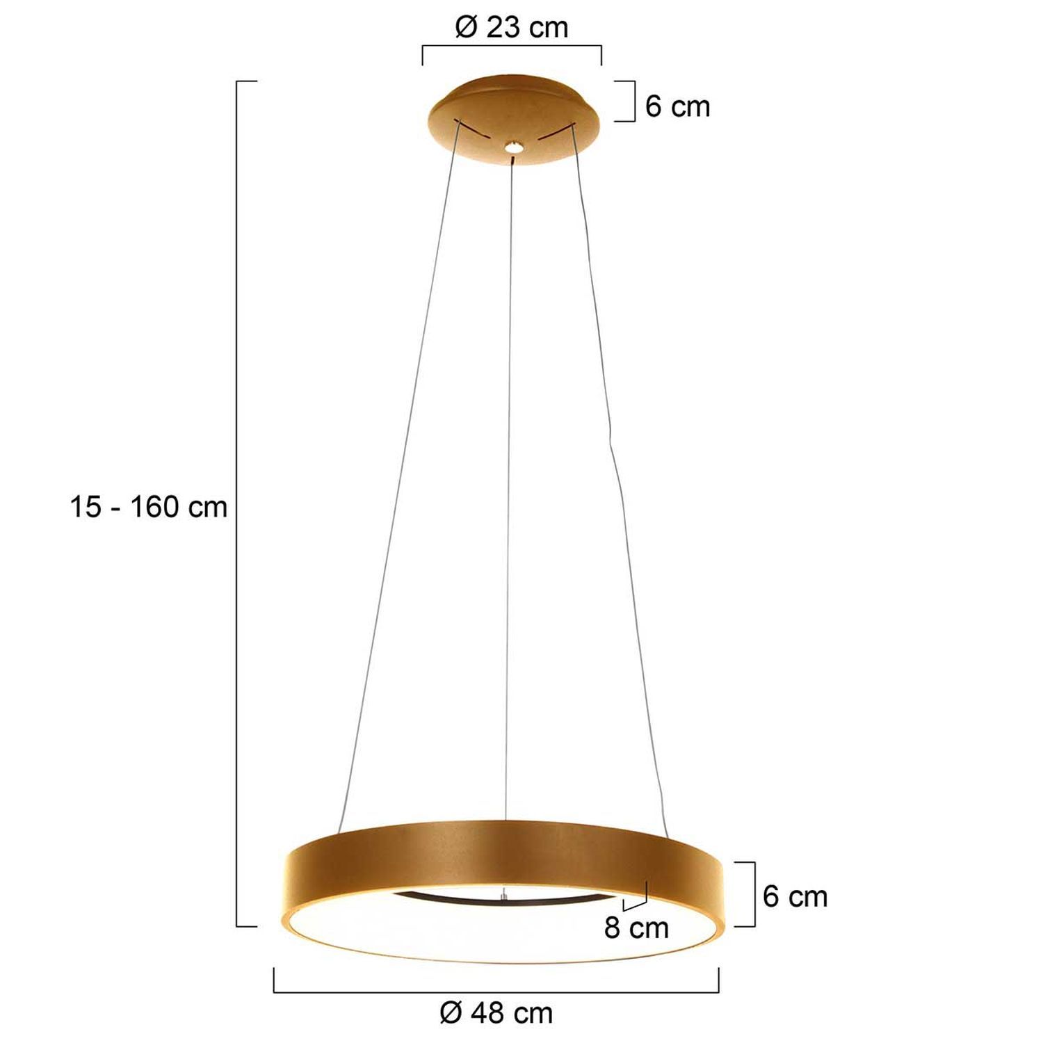 Blendarme LED Pendelleuchte in Gold Weiß Ø48 cm rund