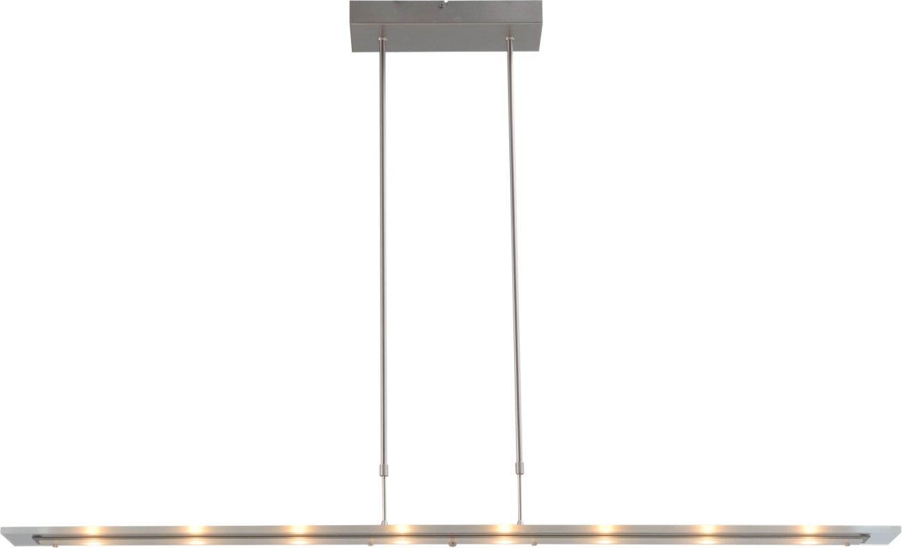 Dimmbare LED Pendelleuchte Glasschirm Nickel matt