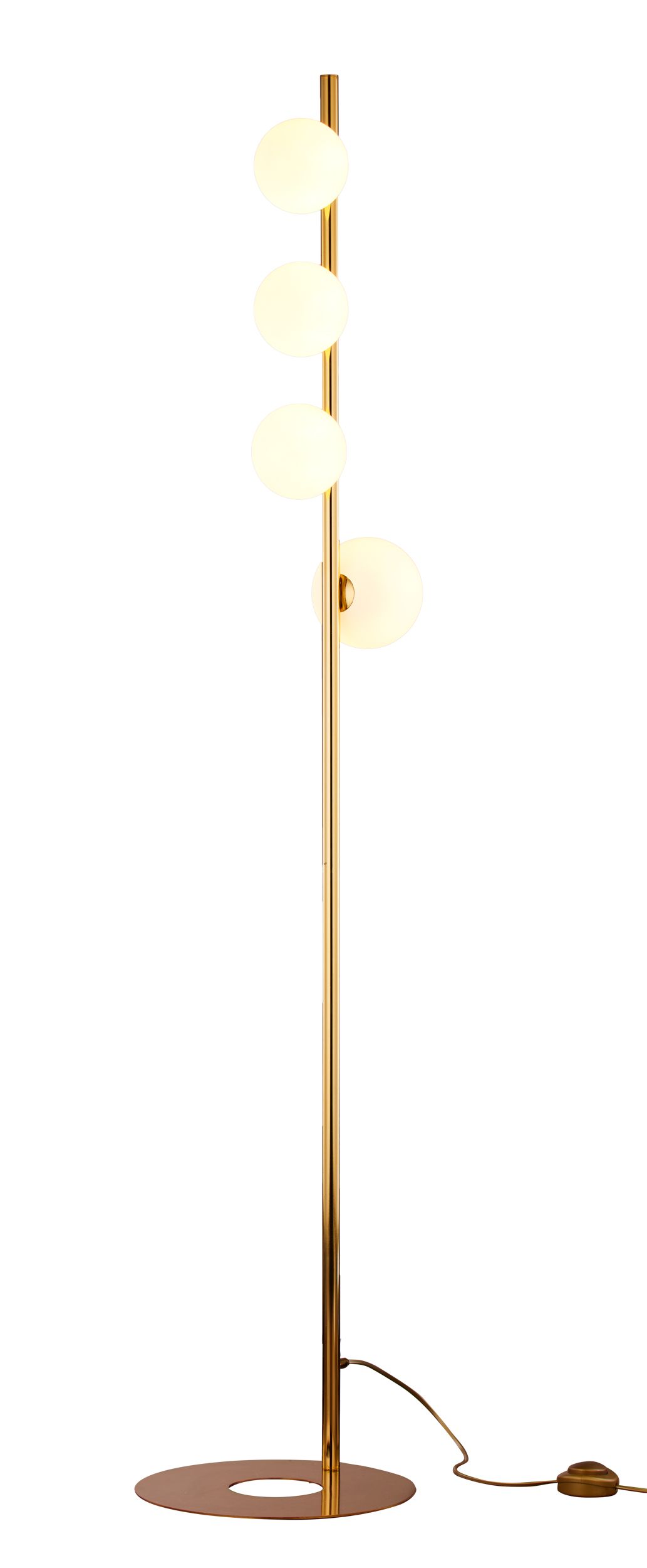 Stehlampe in Gold Weiß aus Messing Glas 151 cm Modern