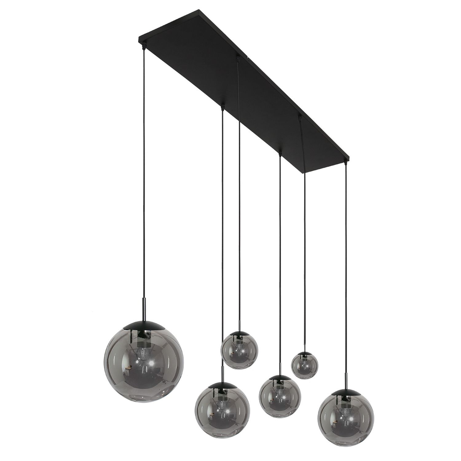 Lampe à suspendre longue en verre gris fumé 120 cm E27 Moderne