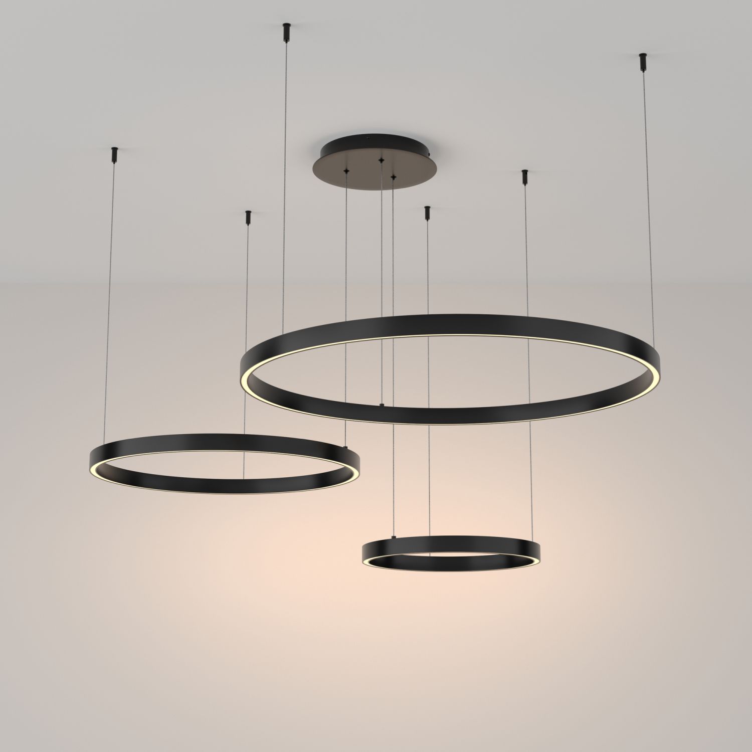 Lustre LED aluminium rond D : 80 cm H : max. 120 cm