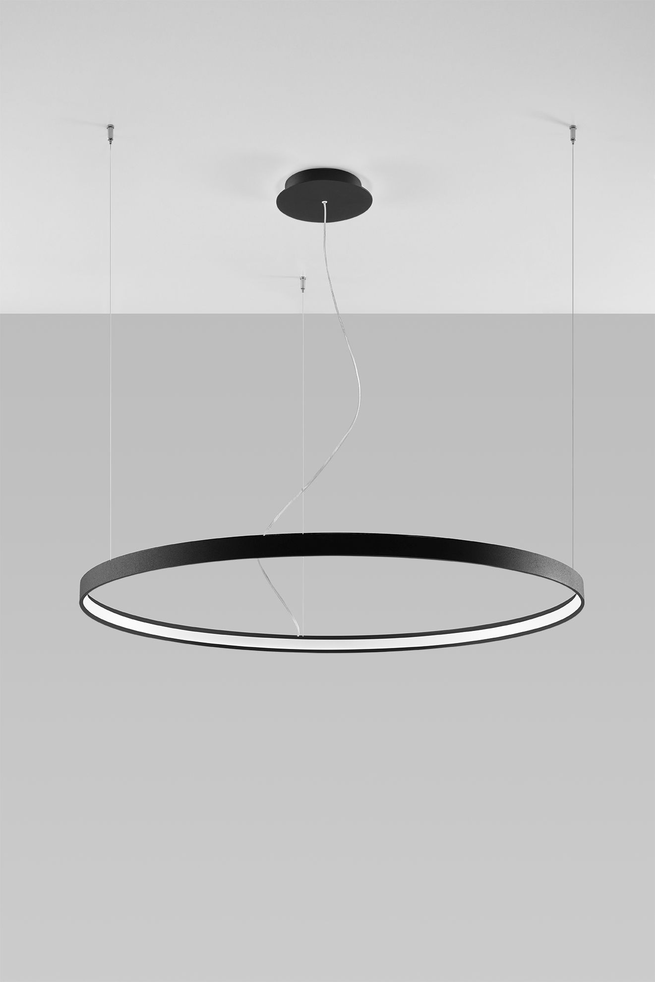 Lustre LED rond Ø 110 cm Anneau Noir 3000 K