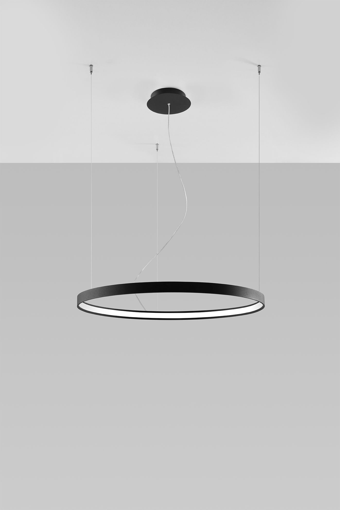 LED Kronleuchter Schwarz Ring Ø 78 cm 3000 K Modern