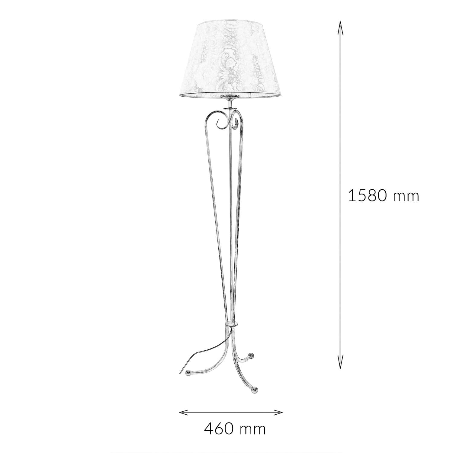 Lampadaire GANARA 158cm motif baroque shabby or