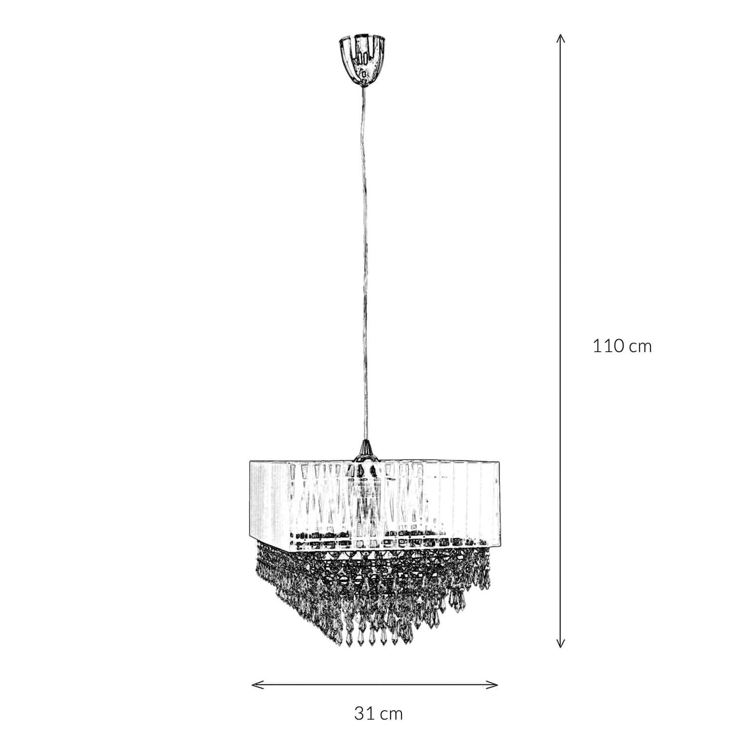 Petite lampe à suspendre Noir tissu cristal carré décoratif