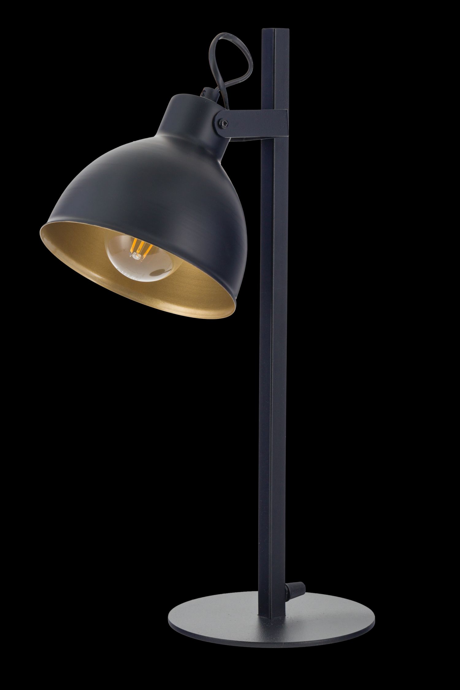 Lampe de table noire or flexible E27 45 cm Industrial