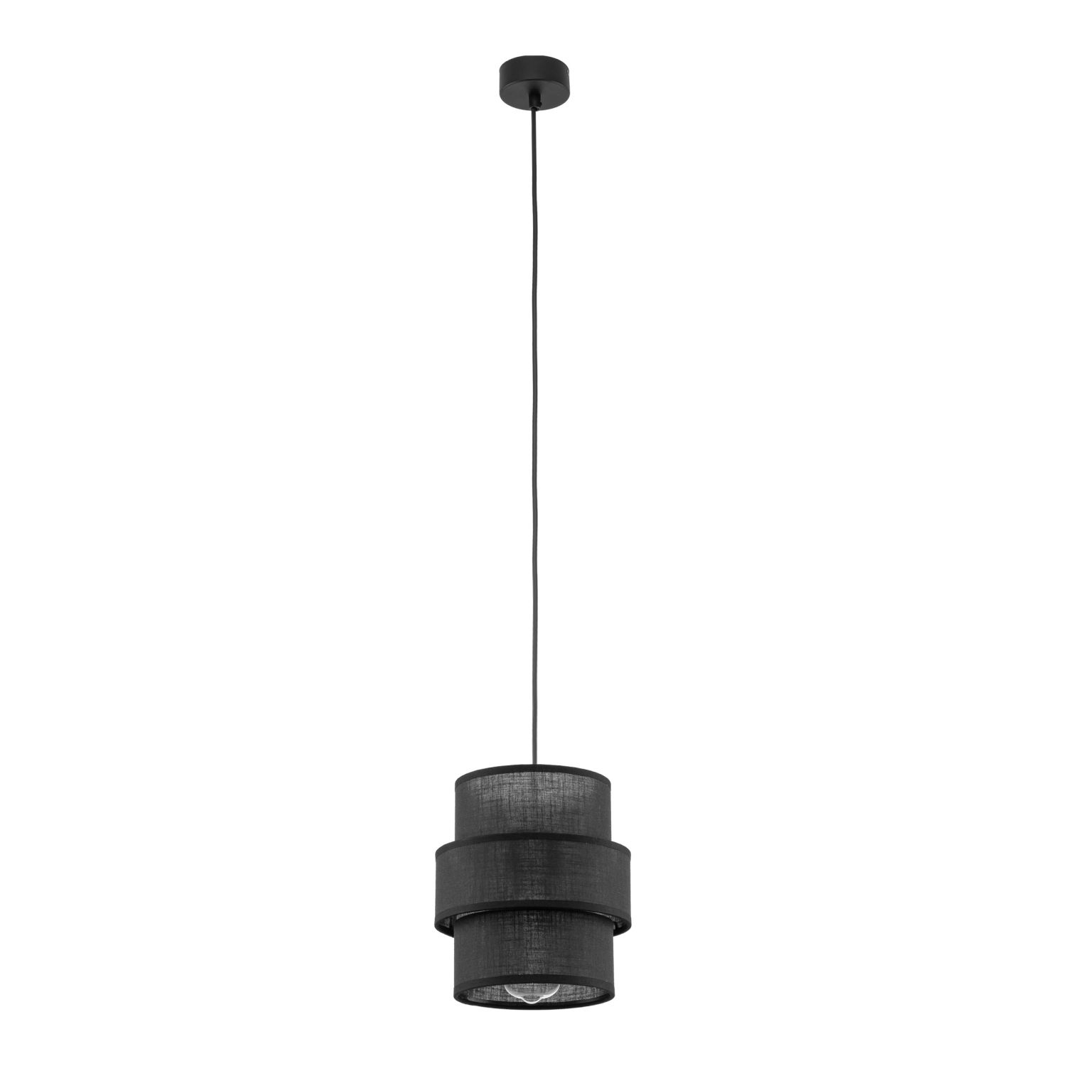 Suspension Noir E27 D : 20 cm ronde Moderne Tissu