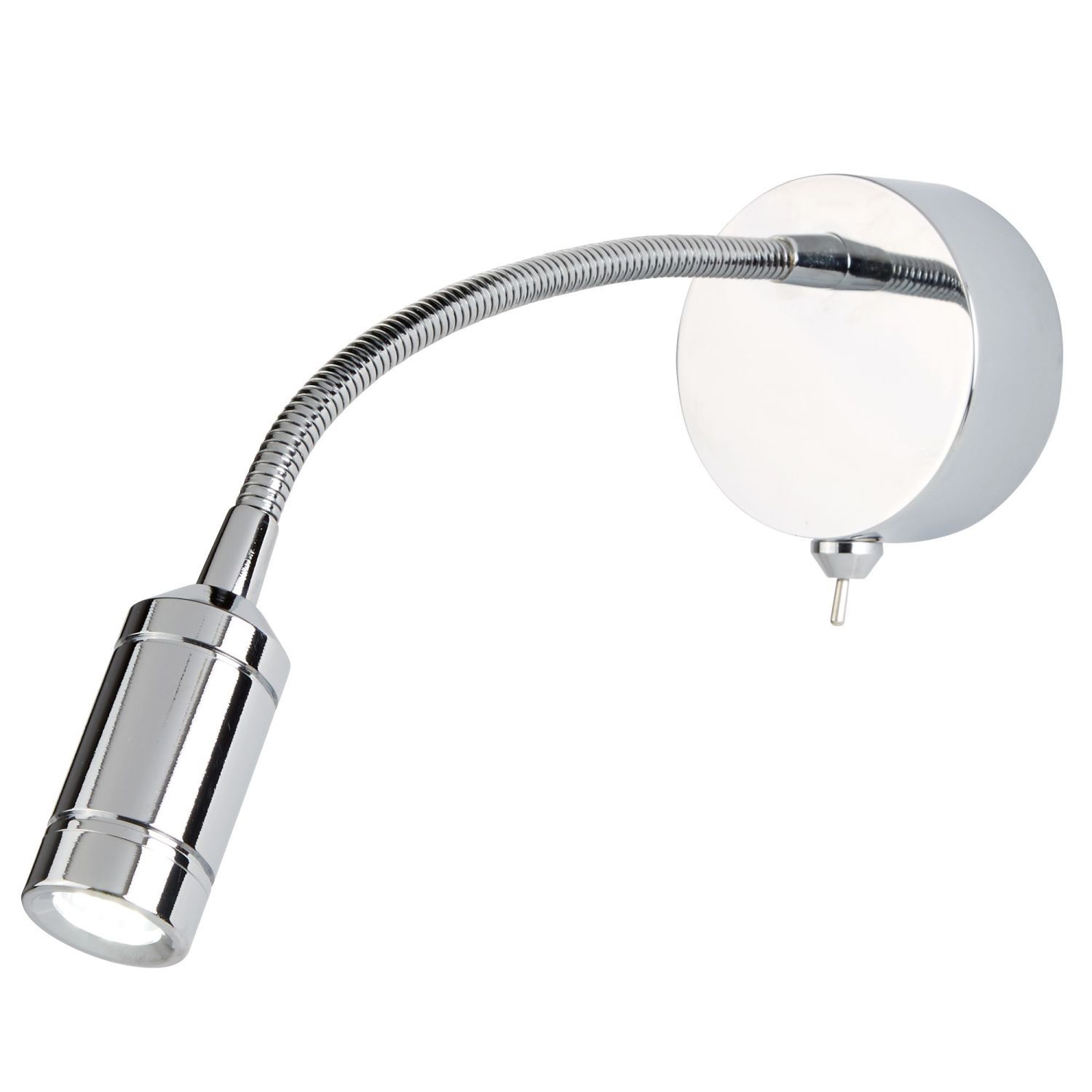 LED Wandspot mit Schalter Flexarm Metall in Chrom 66 lm