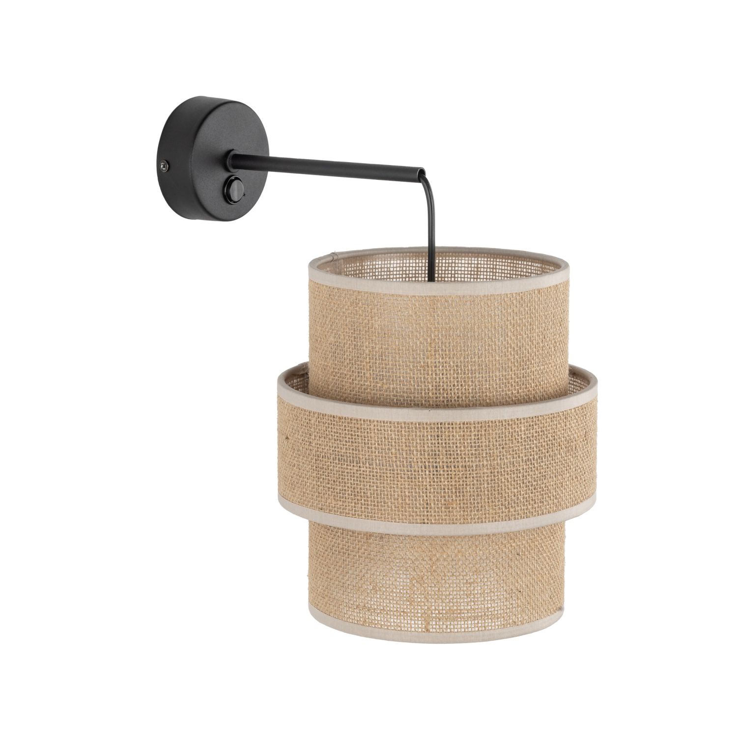 Wandlampe mit Schalter H: 33 cm Jute Metall E27 Modern