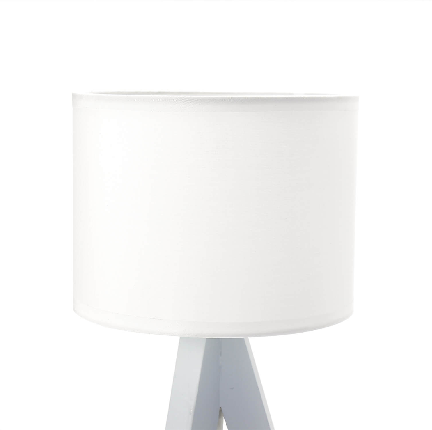 Lampe de chevet E14 Trépied Blanc Tissu Bois