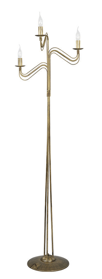 Stehlampe Gold Antik 162cm Rustikal 3-flammig E14
