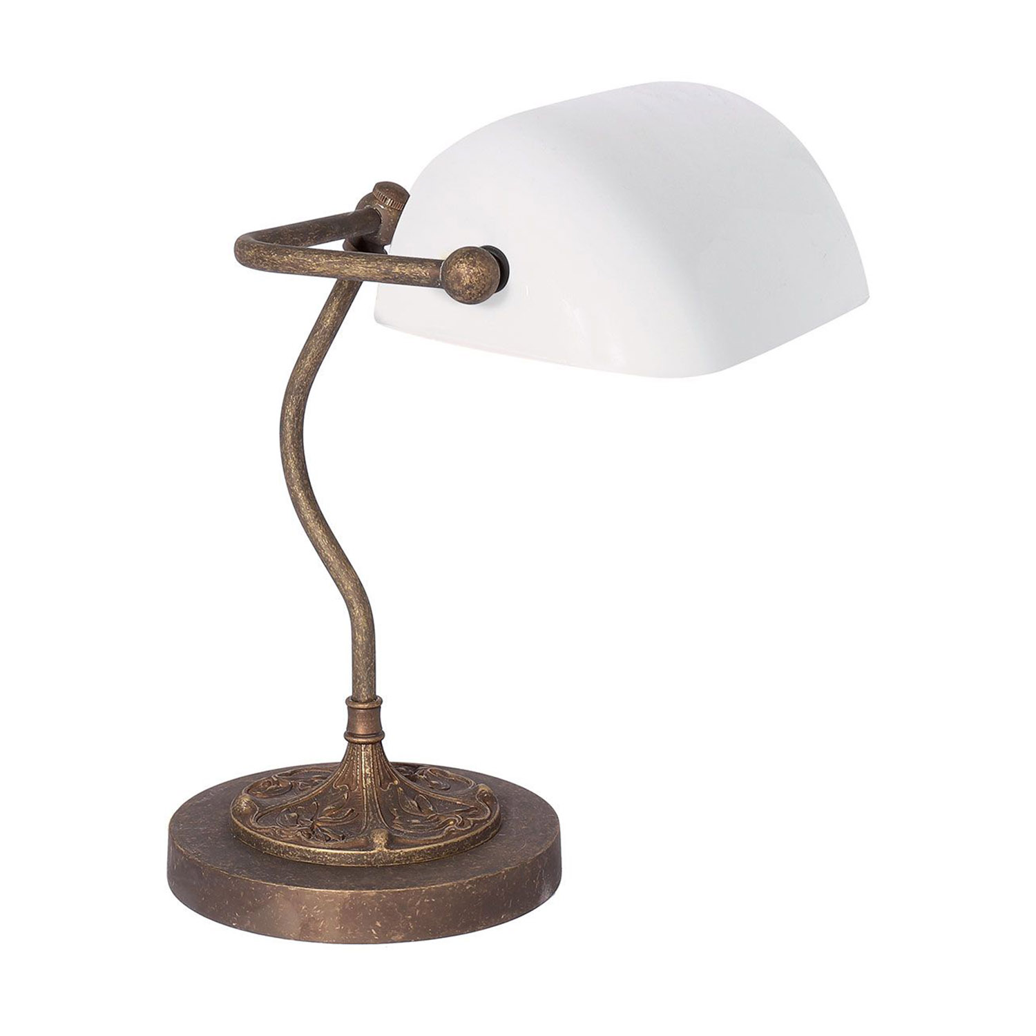 Lampe de banquier exclusive en bronze antique blanc laiton véritable