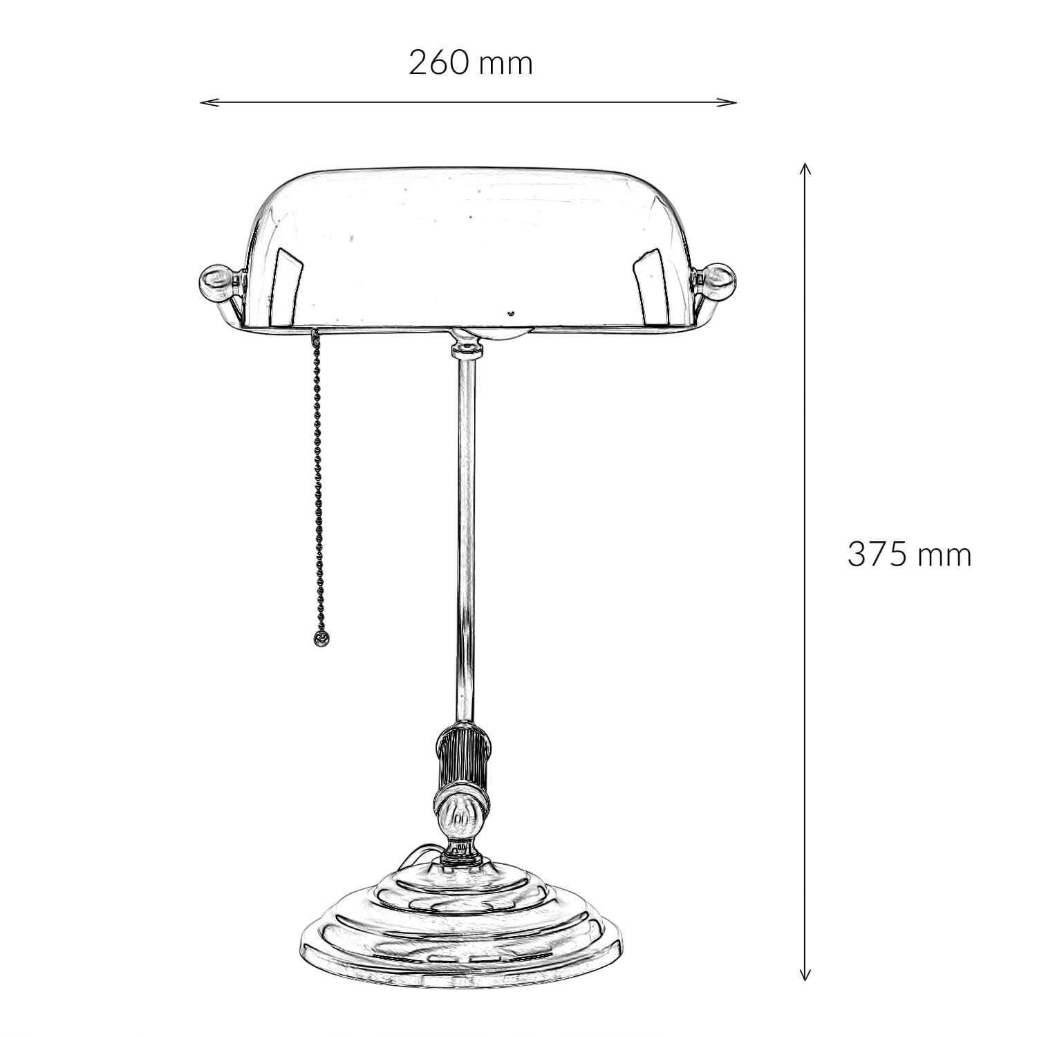 Lampe de banquier laiton massif 35,5 cm Interrupteur à tirette