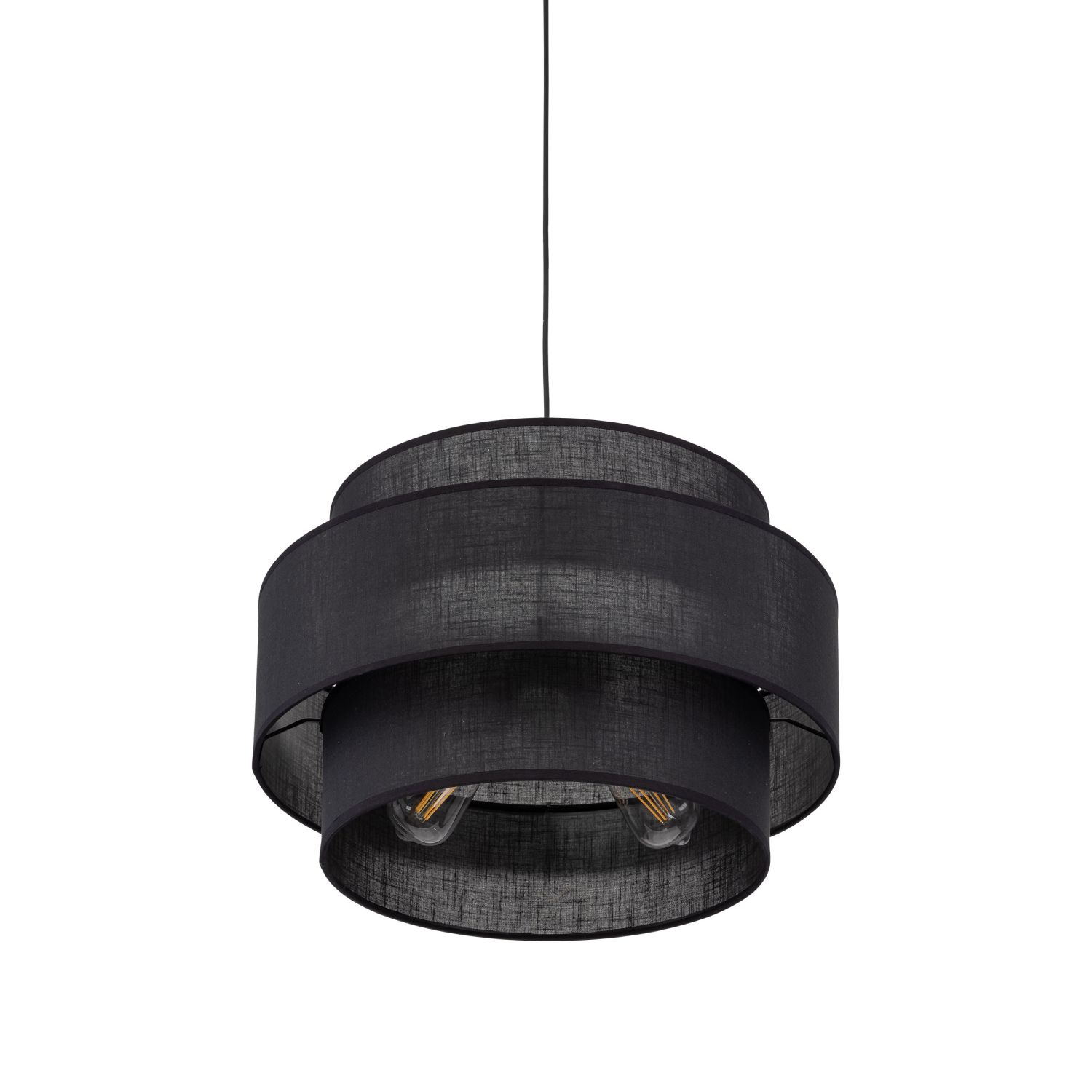 Suspension Noir Tissu Ø 50 cm H : max. 160 cm 3x E27