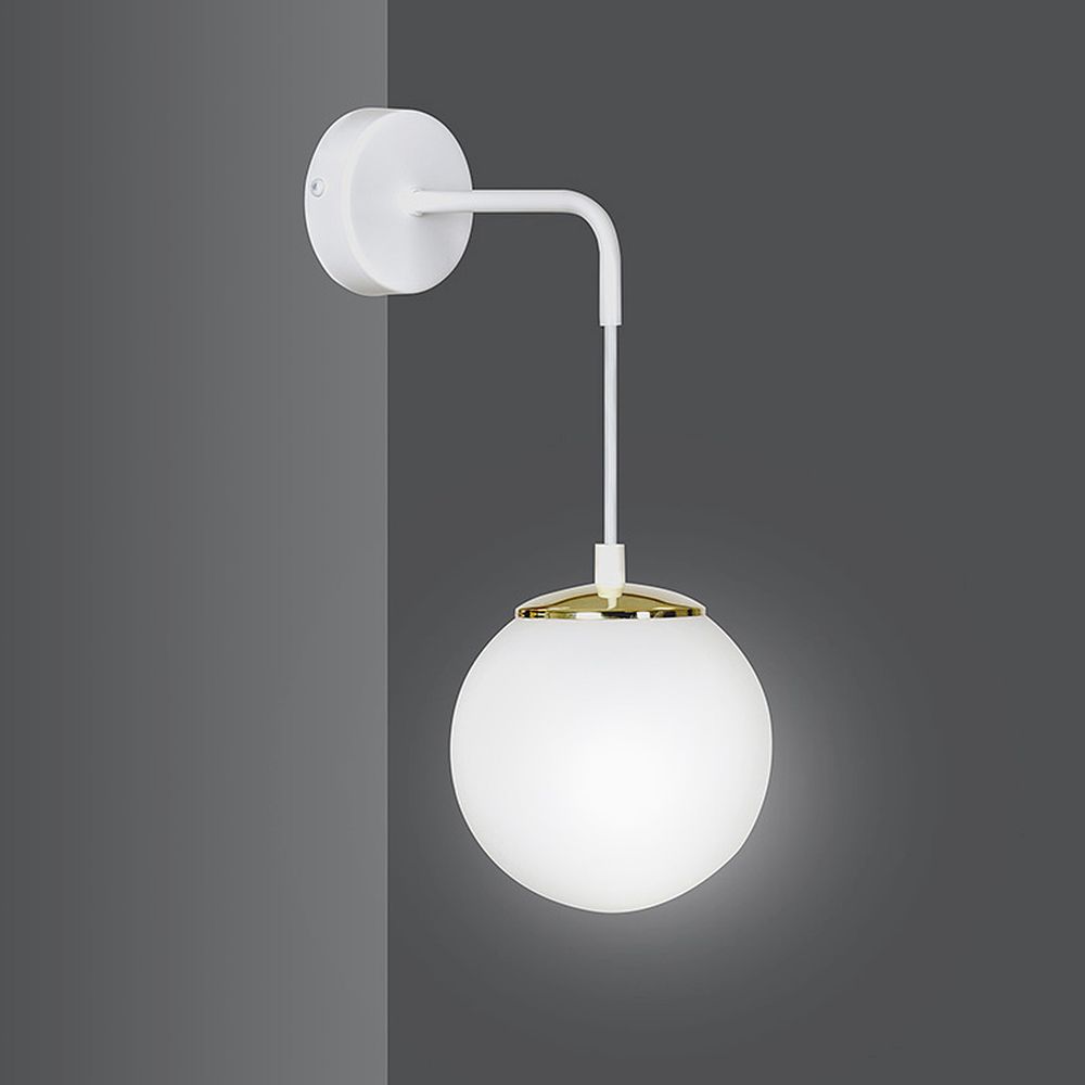 Wandlampe Weiß verstellbar Kugel Schirm Glas Metall E27