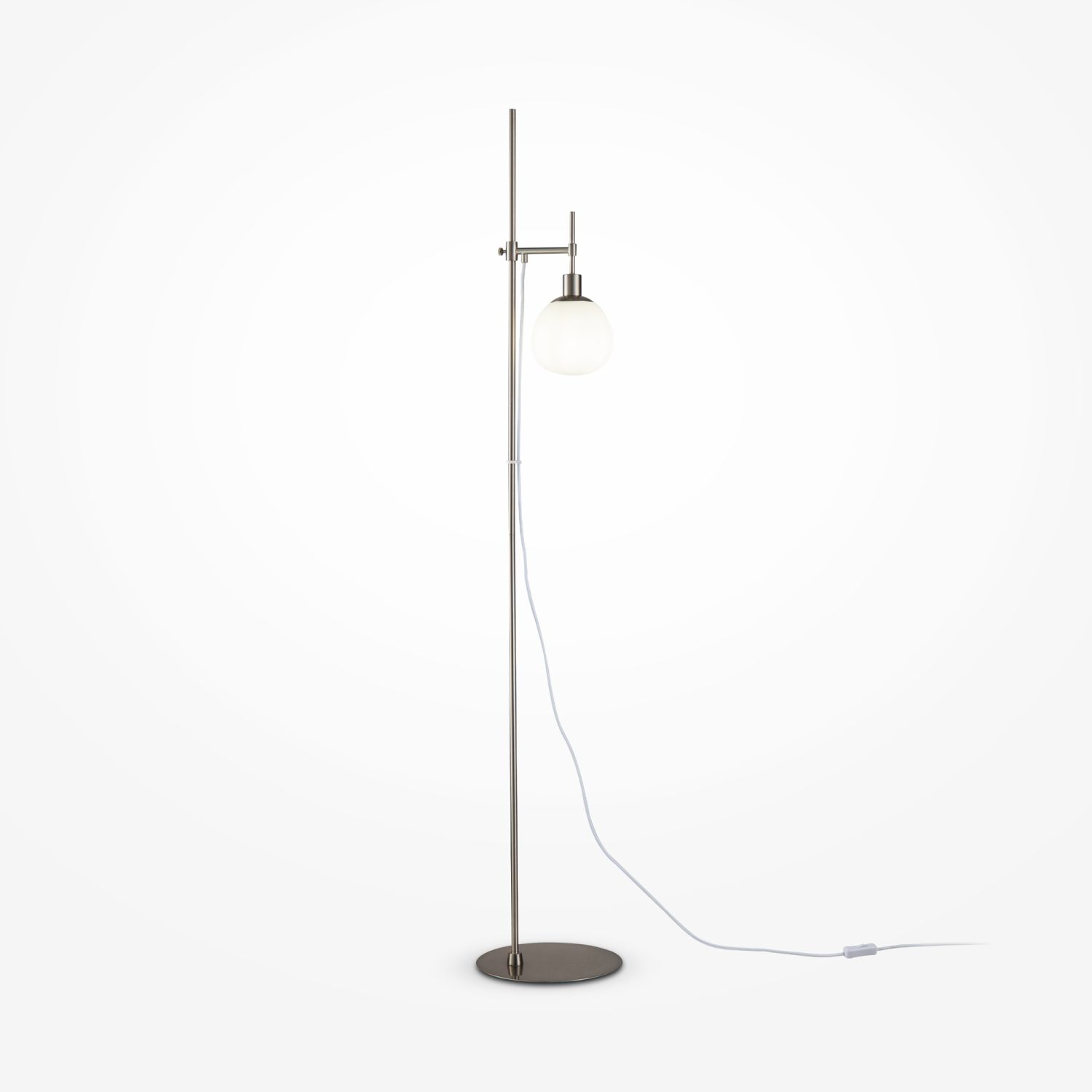 Lampadaire Métal Verre 155 cm Nickel Blanc E14 Moderne