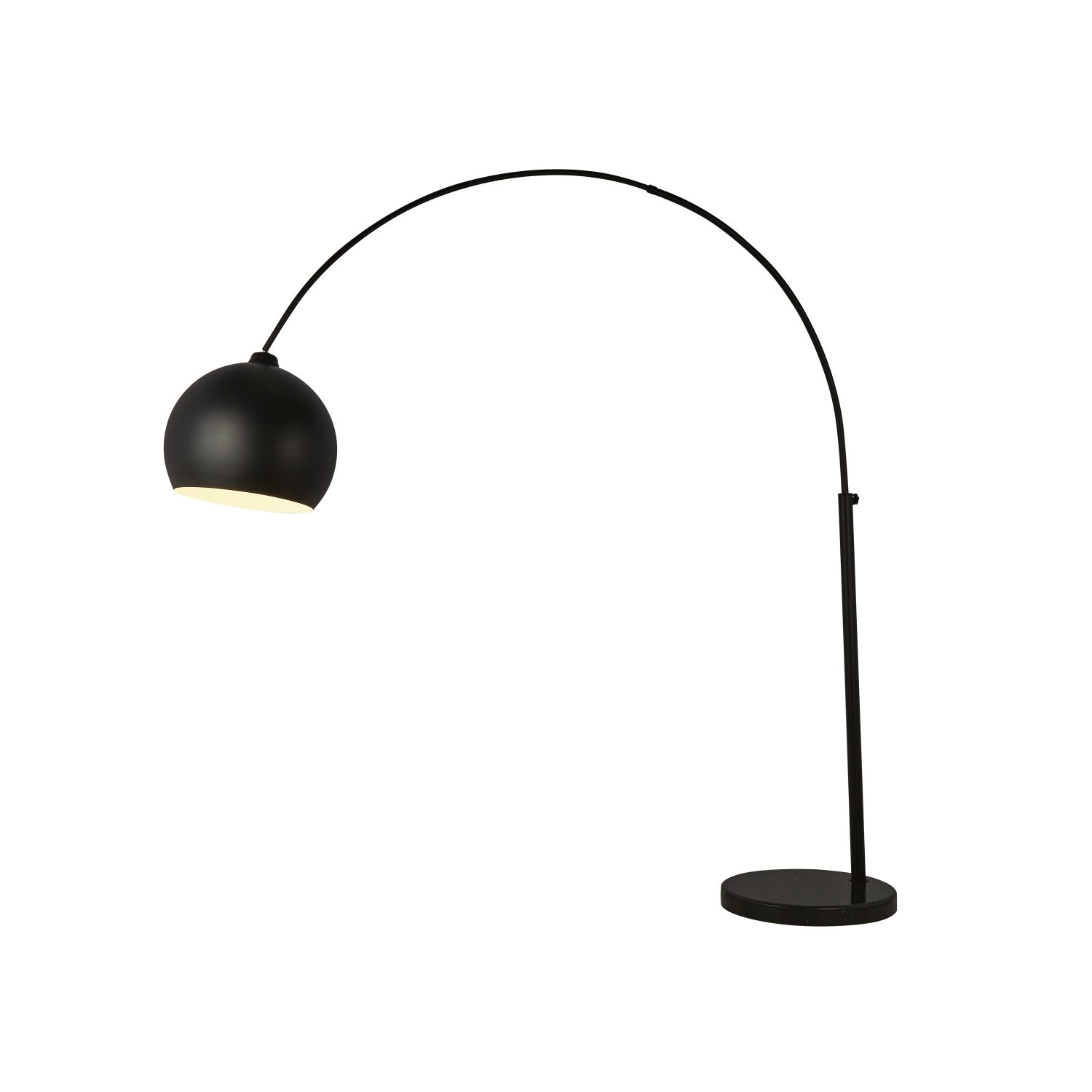 Luminaire en arc noir ajustable 203 cm de haut Métal Marbre