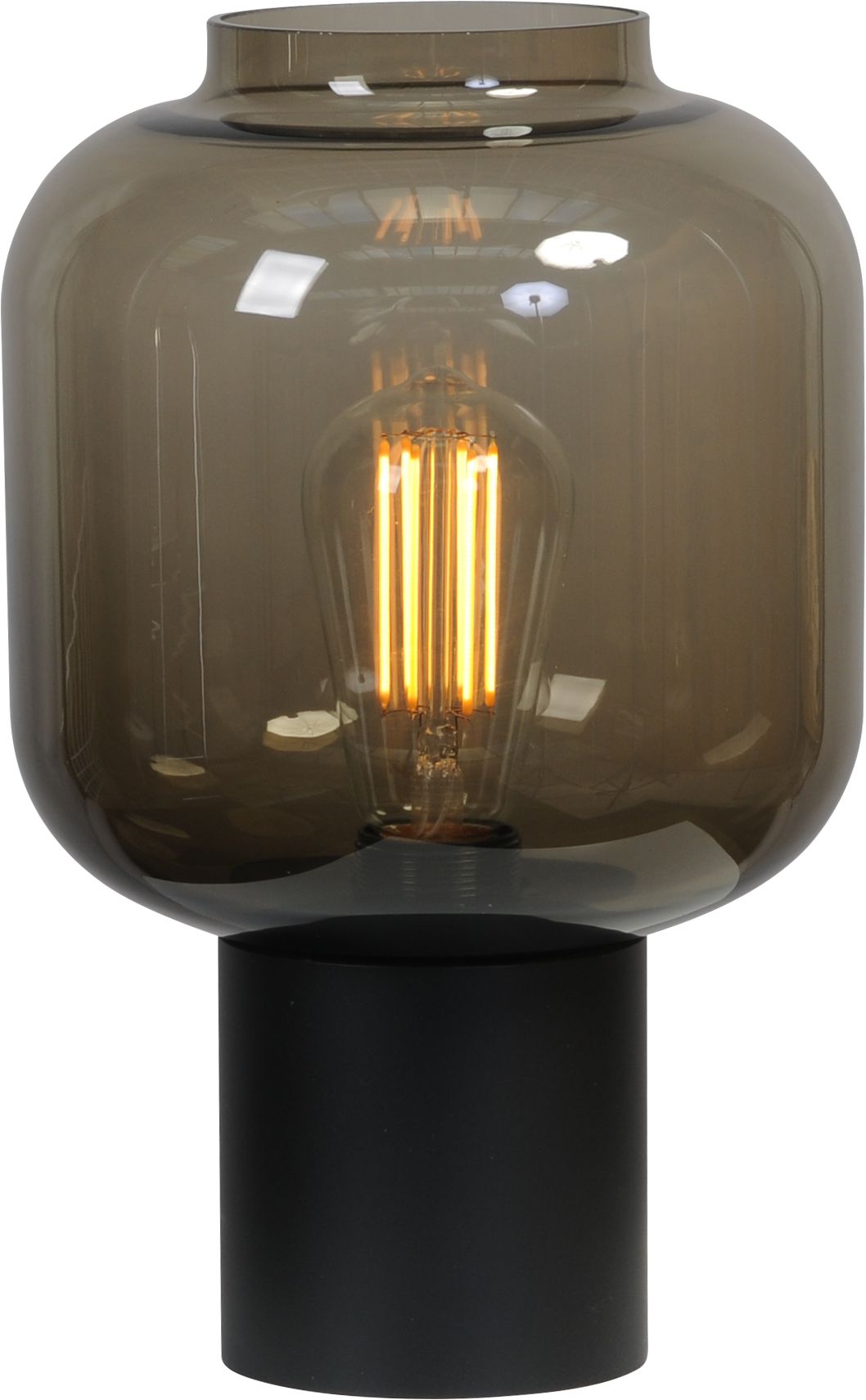 Stehlampe Schwarz 165 cm Rauchglas E27 Metall Leuchte