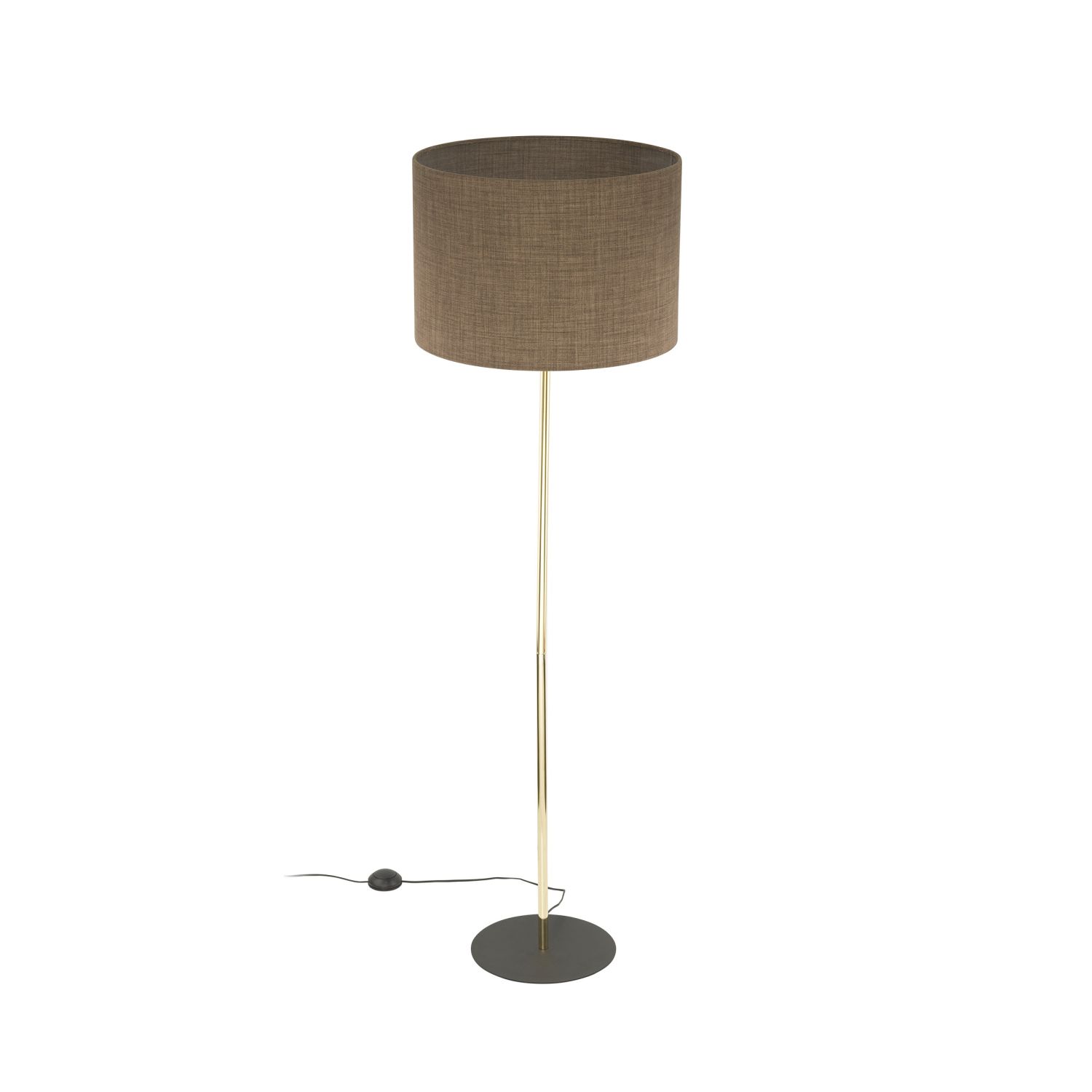 Lampadaire métal tissu E27 160 cm Ø 50 cm en or brun