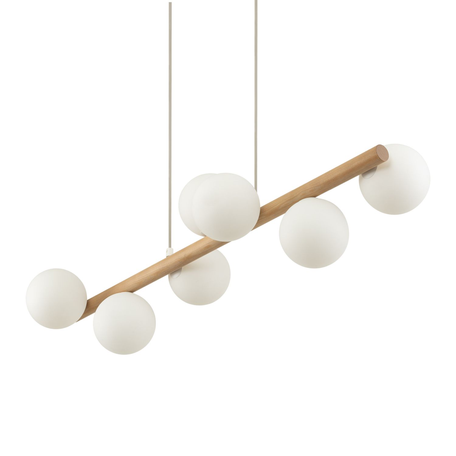 Lampe à suspendre bois métal verre L : 90 cm 7x G9 Moderne