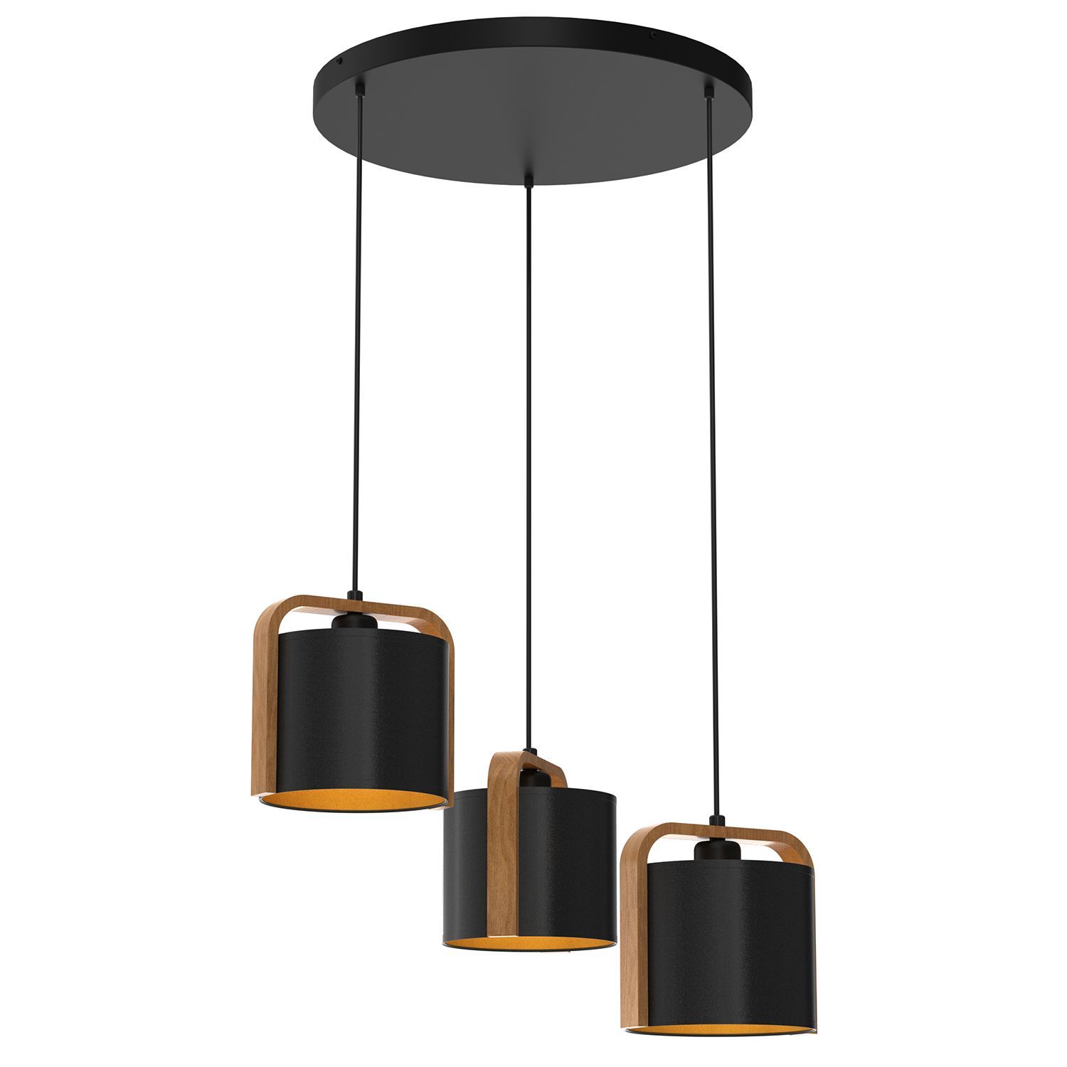 Lampe à suspendre tissu éblouissant bois métal E27 Ø47 cm rond