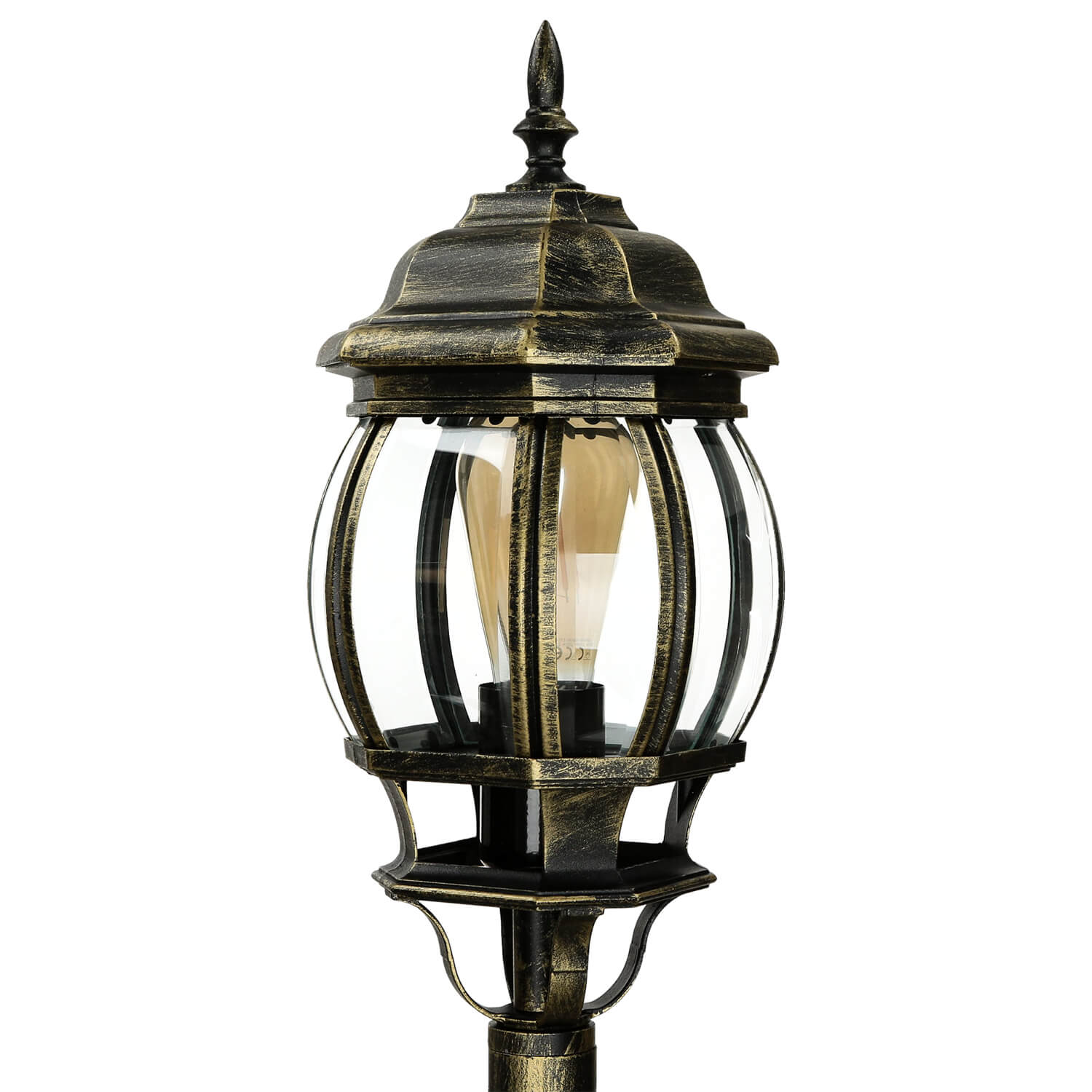 Lampe d'allée jardin E27 111 cm en or antique rustique