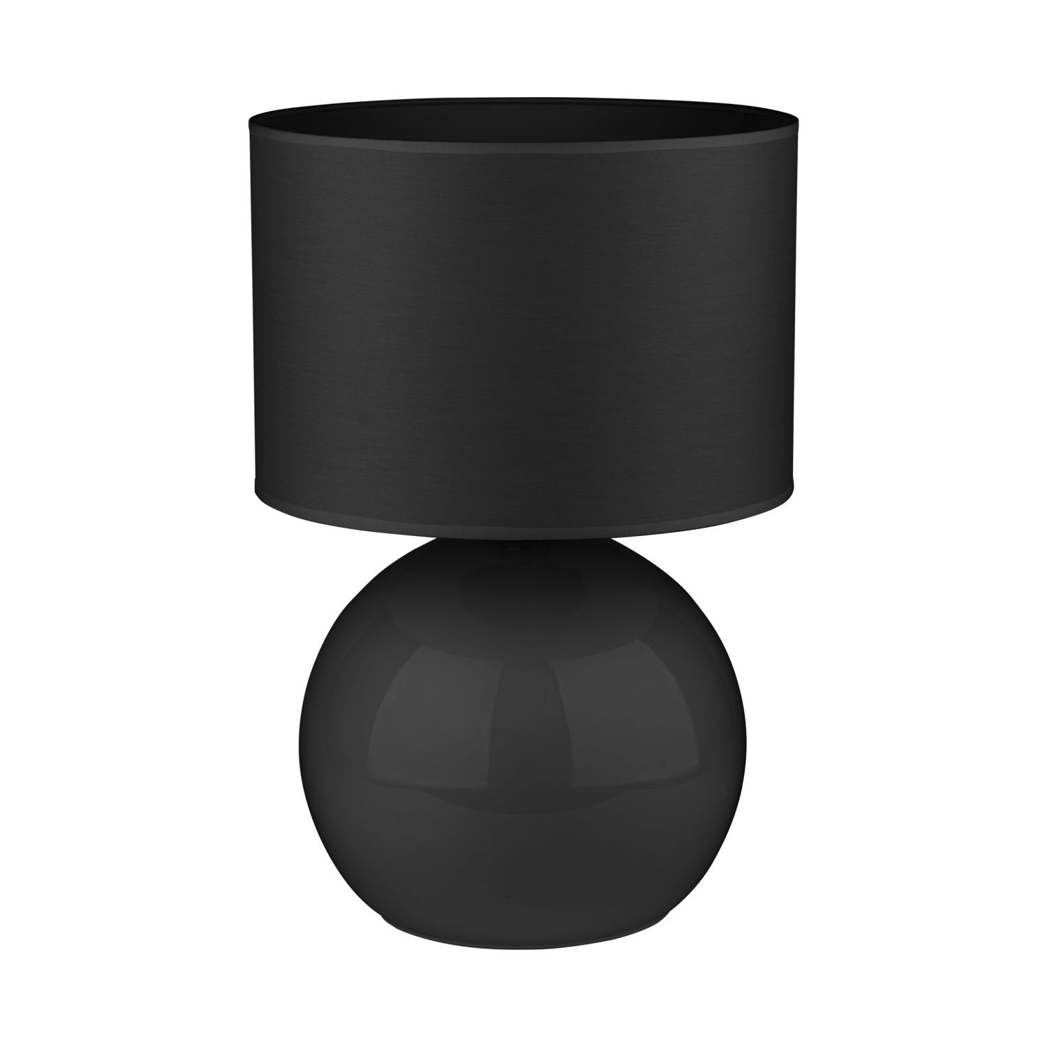 Tischleuchte Schwarz Glas Stoff 50 cm hoch E27 Nachttisch Leuchte
