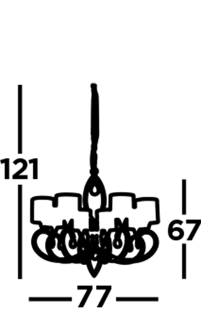 Kronleuchter mit Schirm Ø 77 cm 8-armig in  Messing Antik