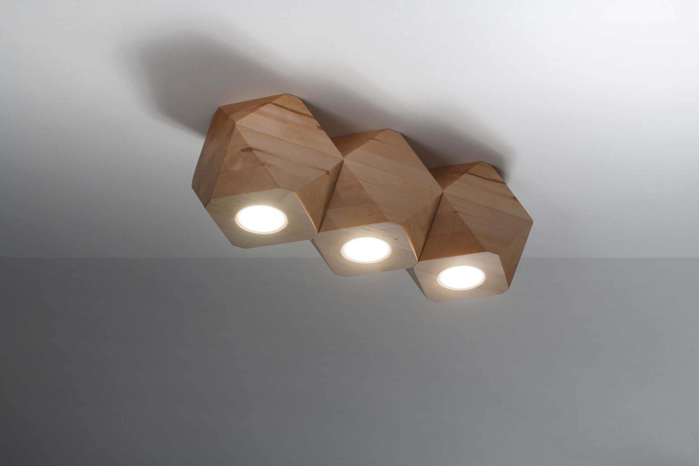 Deckenlampe 3-flammig 36 cm klein Holz GU10 wohnlich