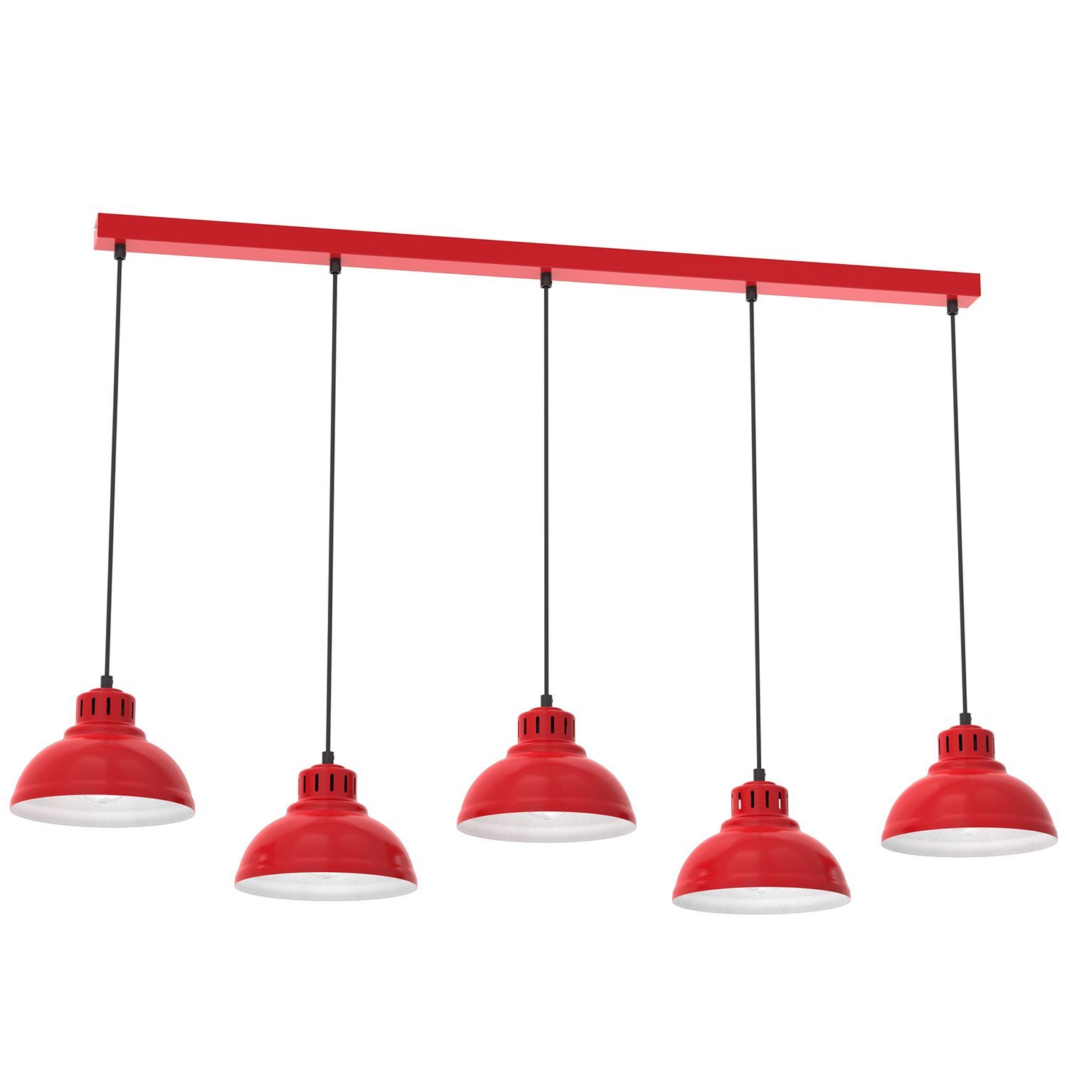 Loft Pendelleuchte XXL Metall 125 cm E27 Rot Weiß