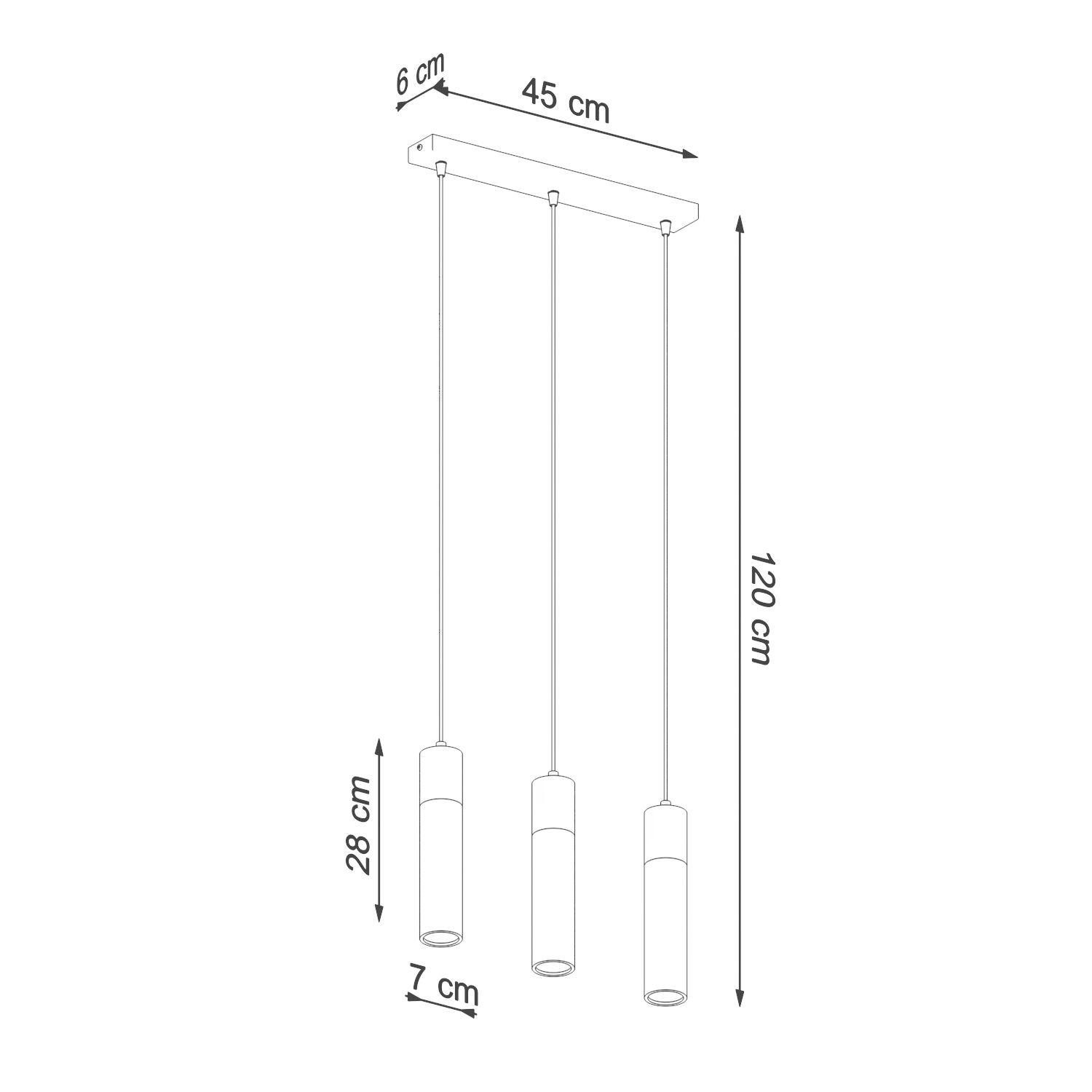 Lampe à suspendre grise 3-flamme béton bois réglable GU10