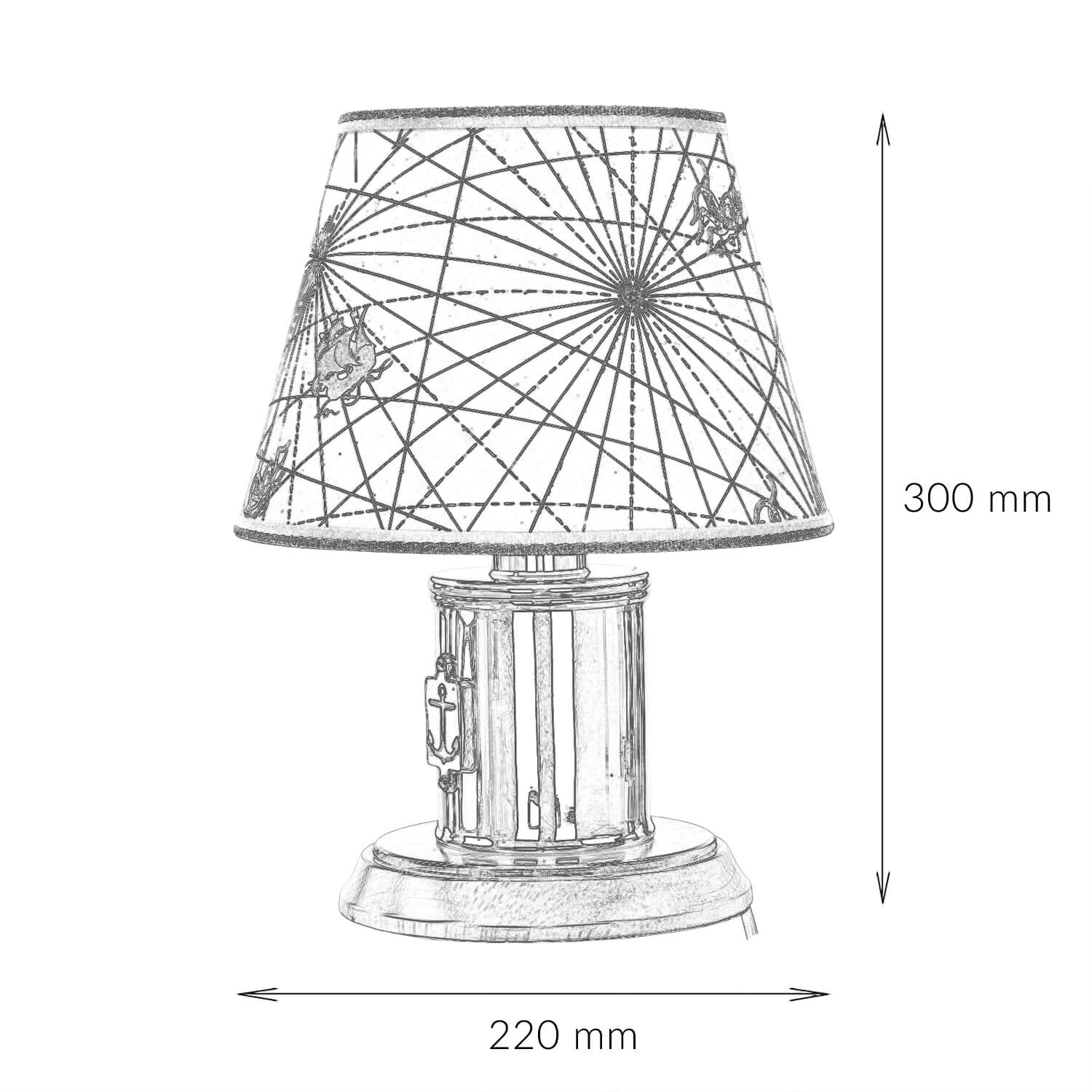 Lampe de table laiton Maritim H:30cm extravagant