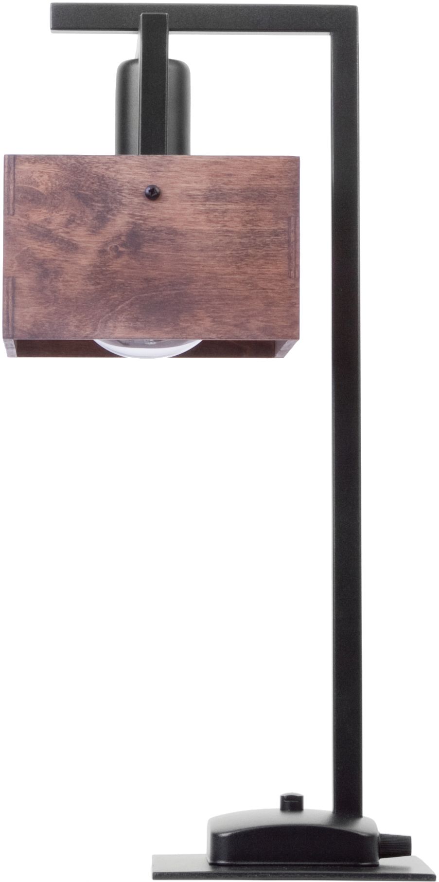 Schwarze Tischlampe Holz Metall H:48 cm E27 kompakt