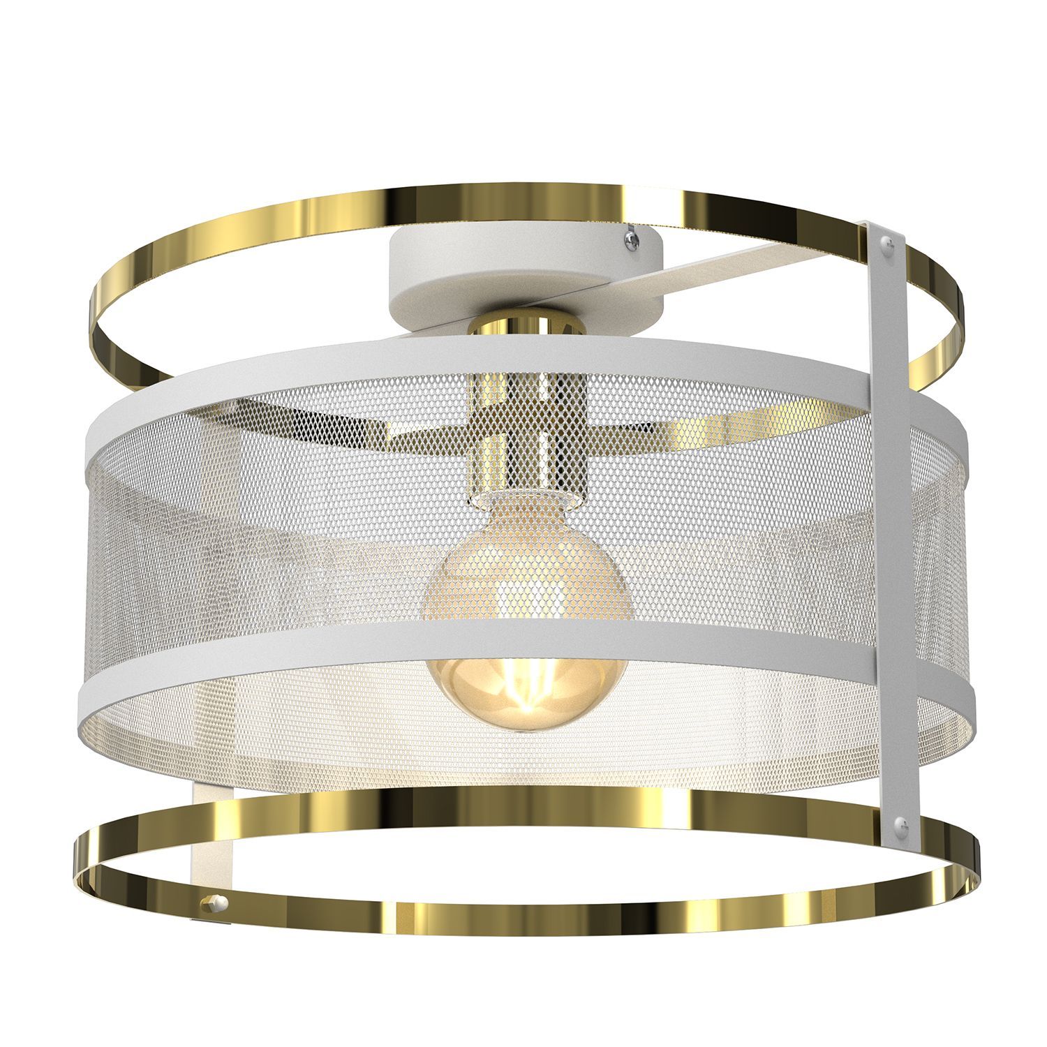 Runde Deckenlampe Metall Weiß Gold Ø30 cm Loft stylisch