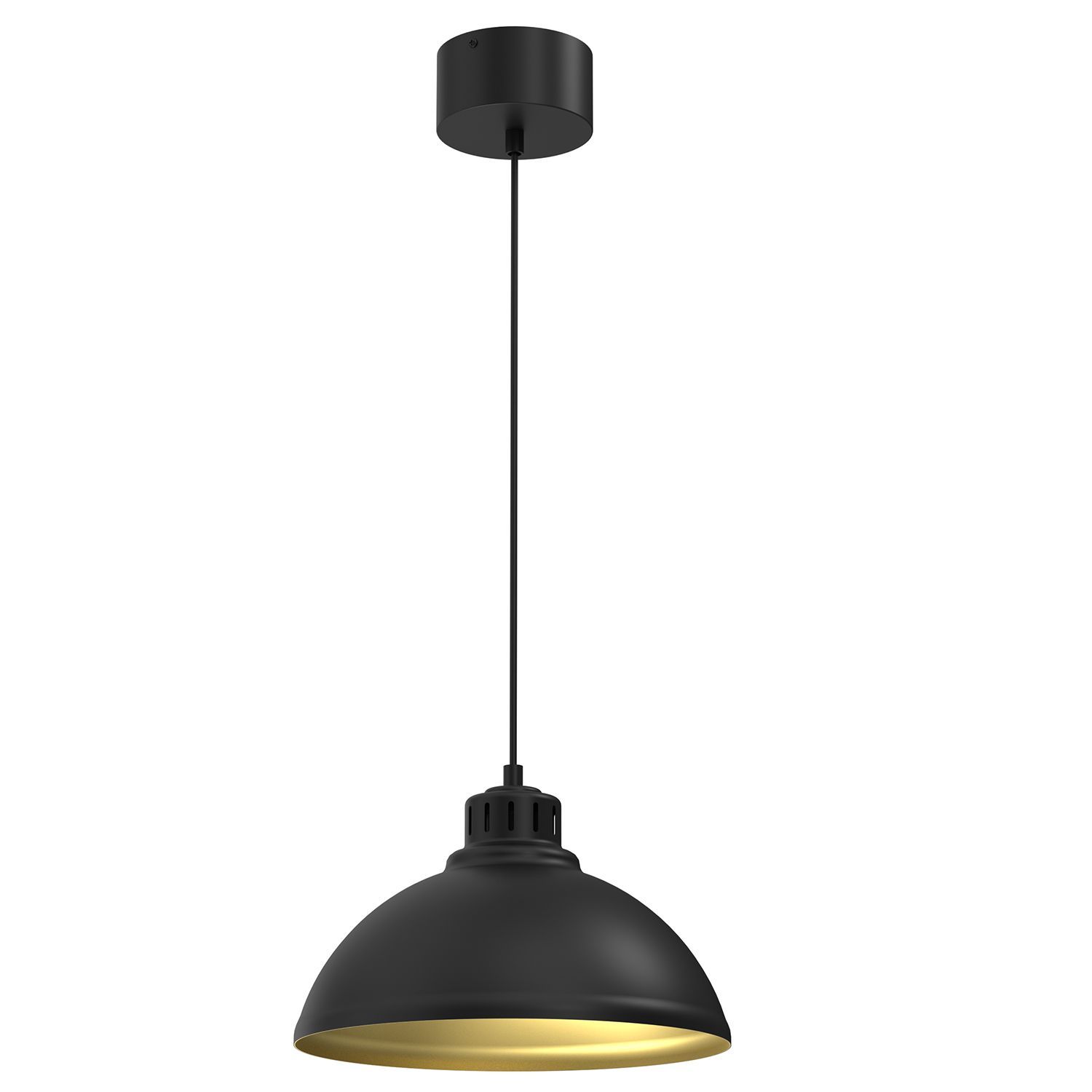 Loft Hängelampe Schwarz Gold Metall Ø30 cm akzentuiert