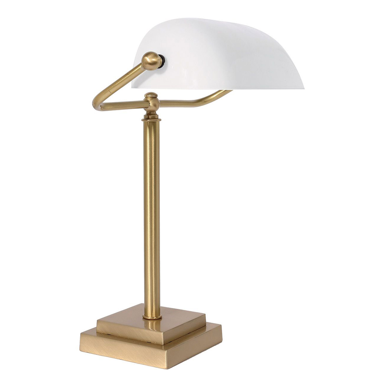 Lampe de banquier design en bronze clair blanc laiton véritable