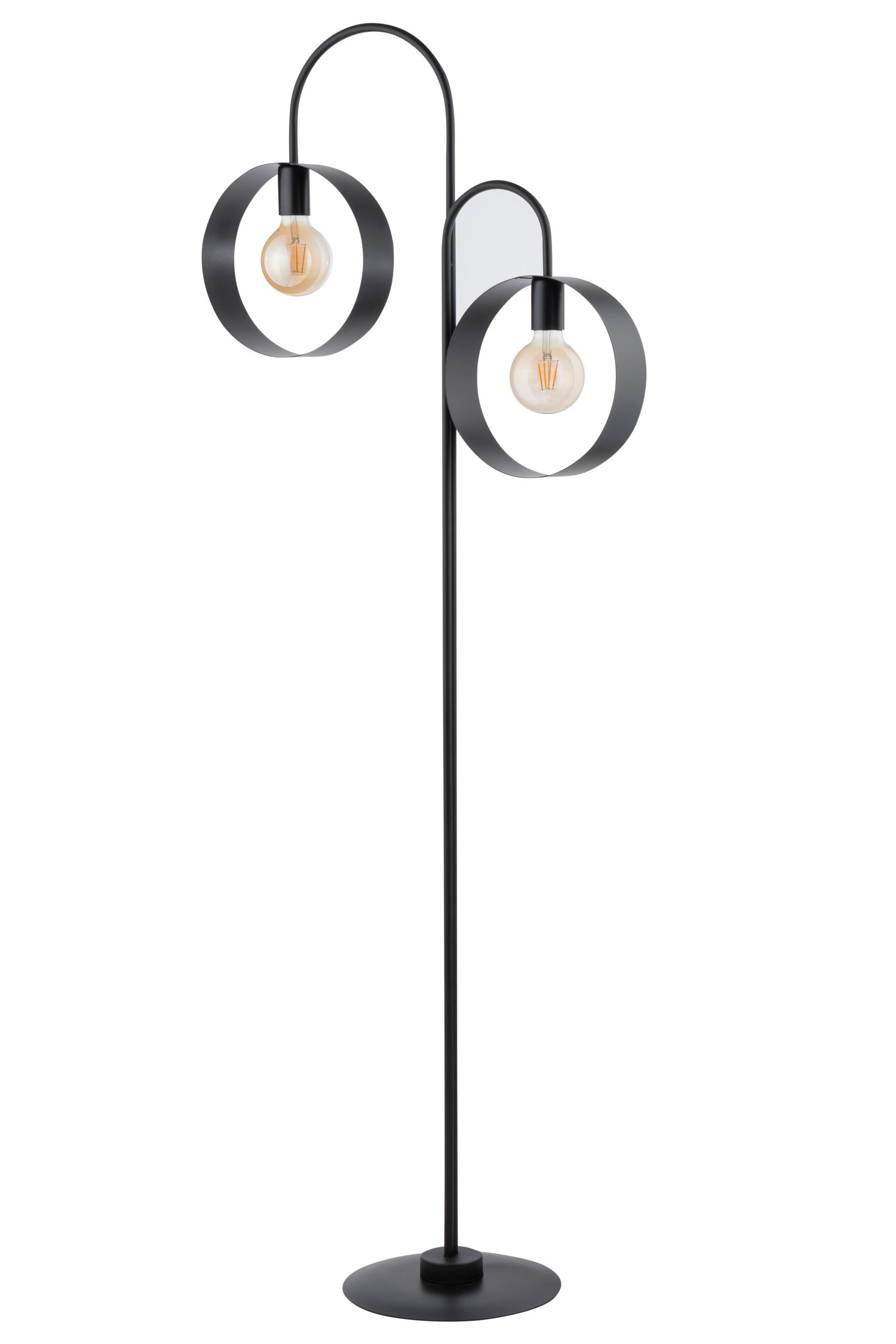 Große Stehlampe Metall Schwarz Ringe 164 cm stilvoll