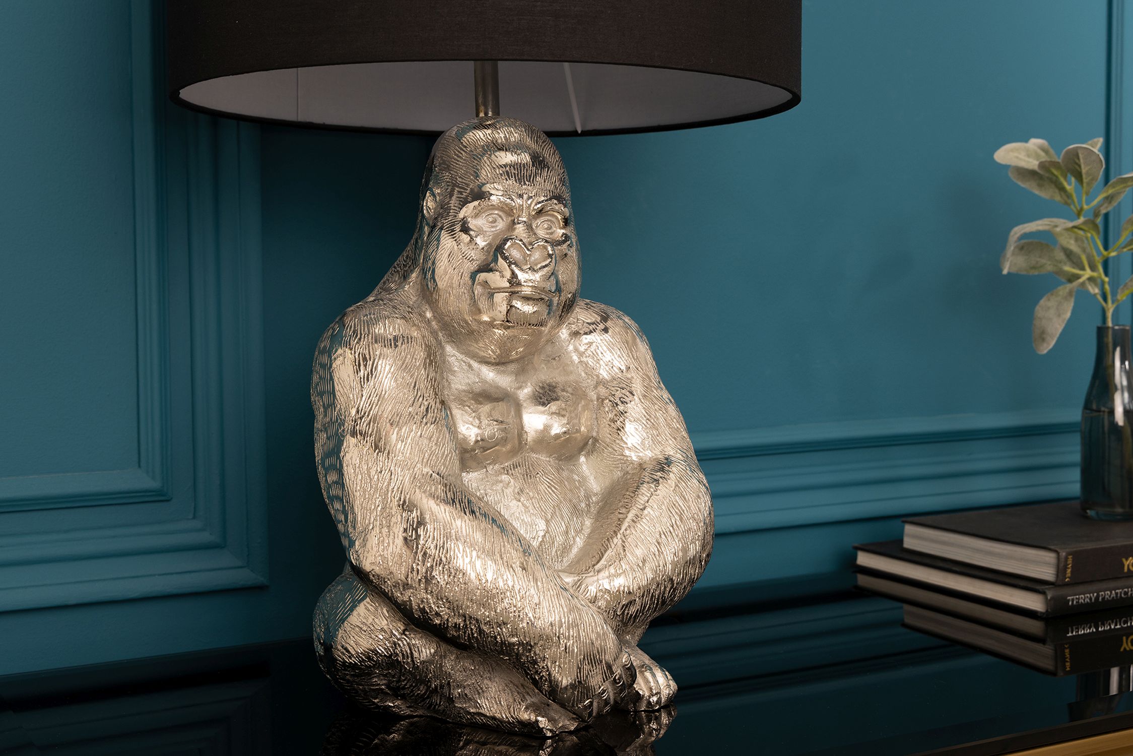 Nachttischleuchte Stoff Metall Gorilla E27 60 cm