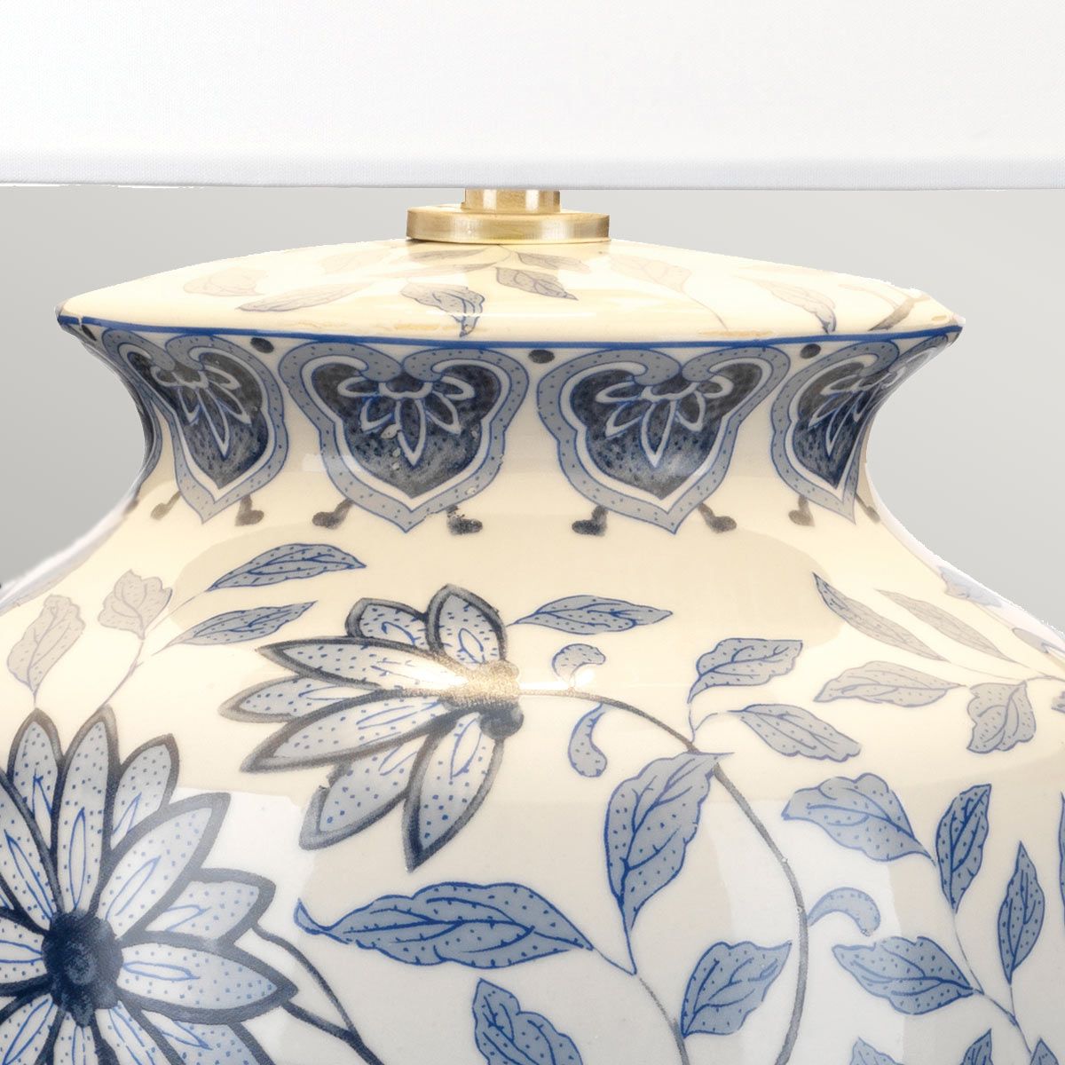 Tischlampe Keramik Stoff E27 65 cm Blau Weiß Klassisch