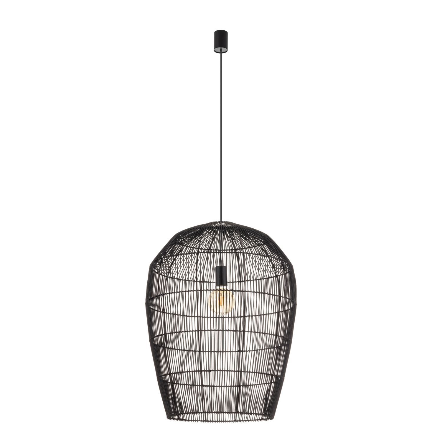 Suspension en bambou noir confortable E27 Ø53,5 cm