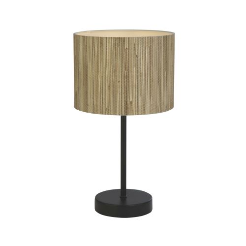 Lampe de table ronde bambou métal E14 37 cm noir naturel