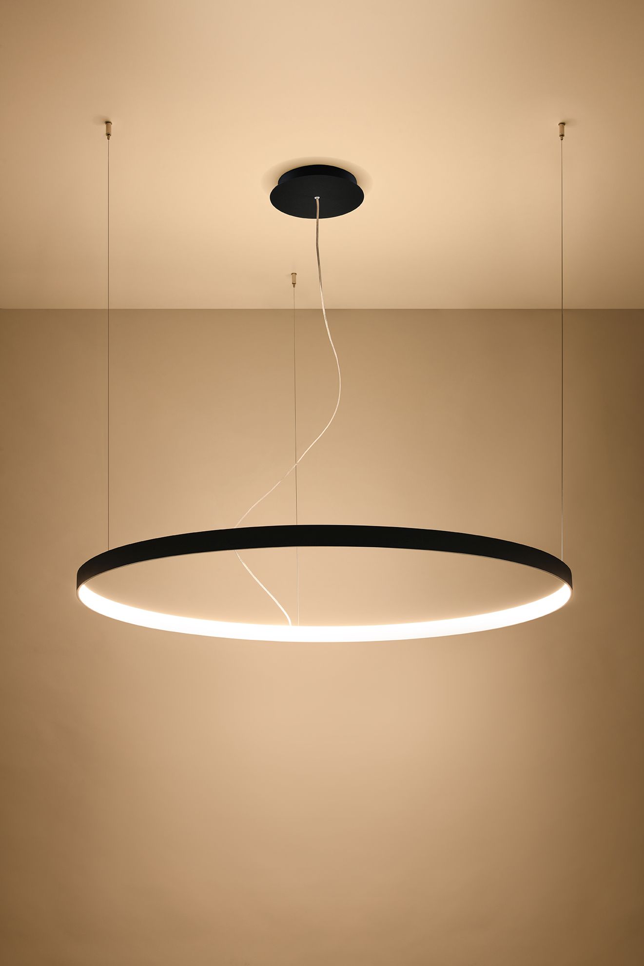 Lustre LED rond Ø 110 cm Anneau Noir 3000 K