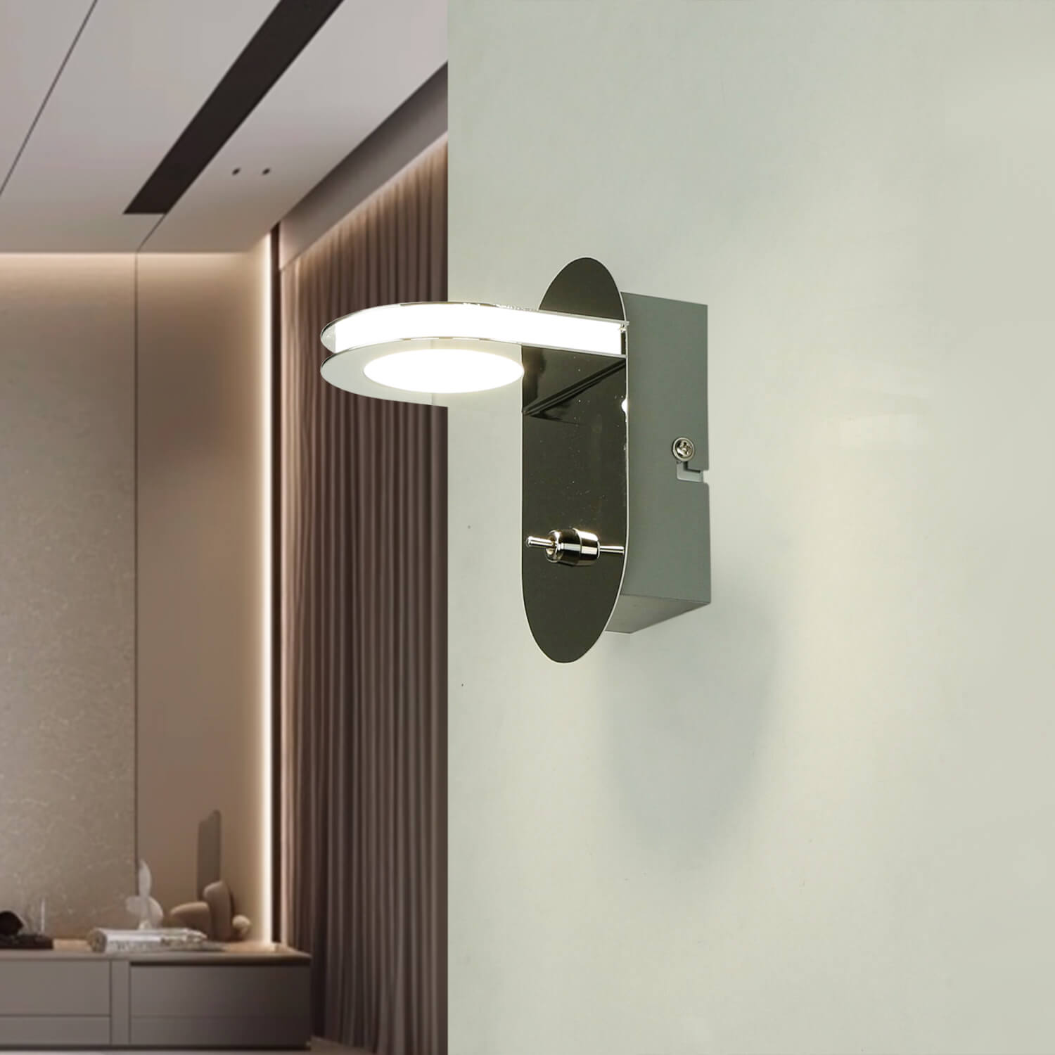 LED Wandleuchte Badezimmer 4000 K neutralweiß Chrom