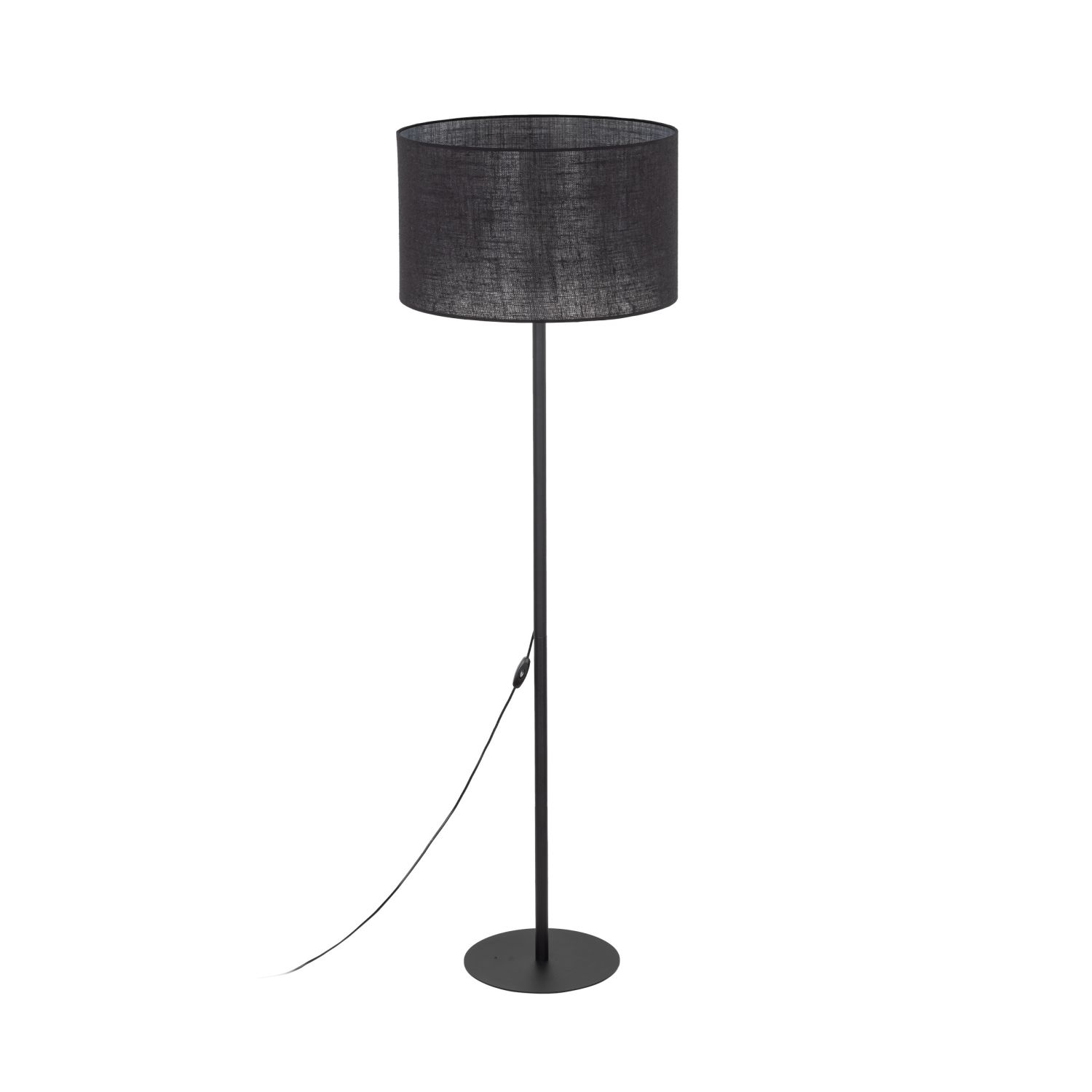 Lampadaire Noir 160 cm Ø 50 cm Métal Tissu E27