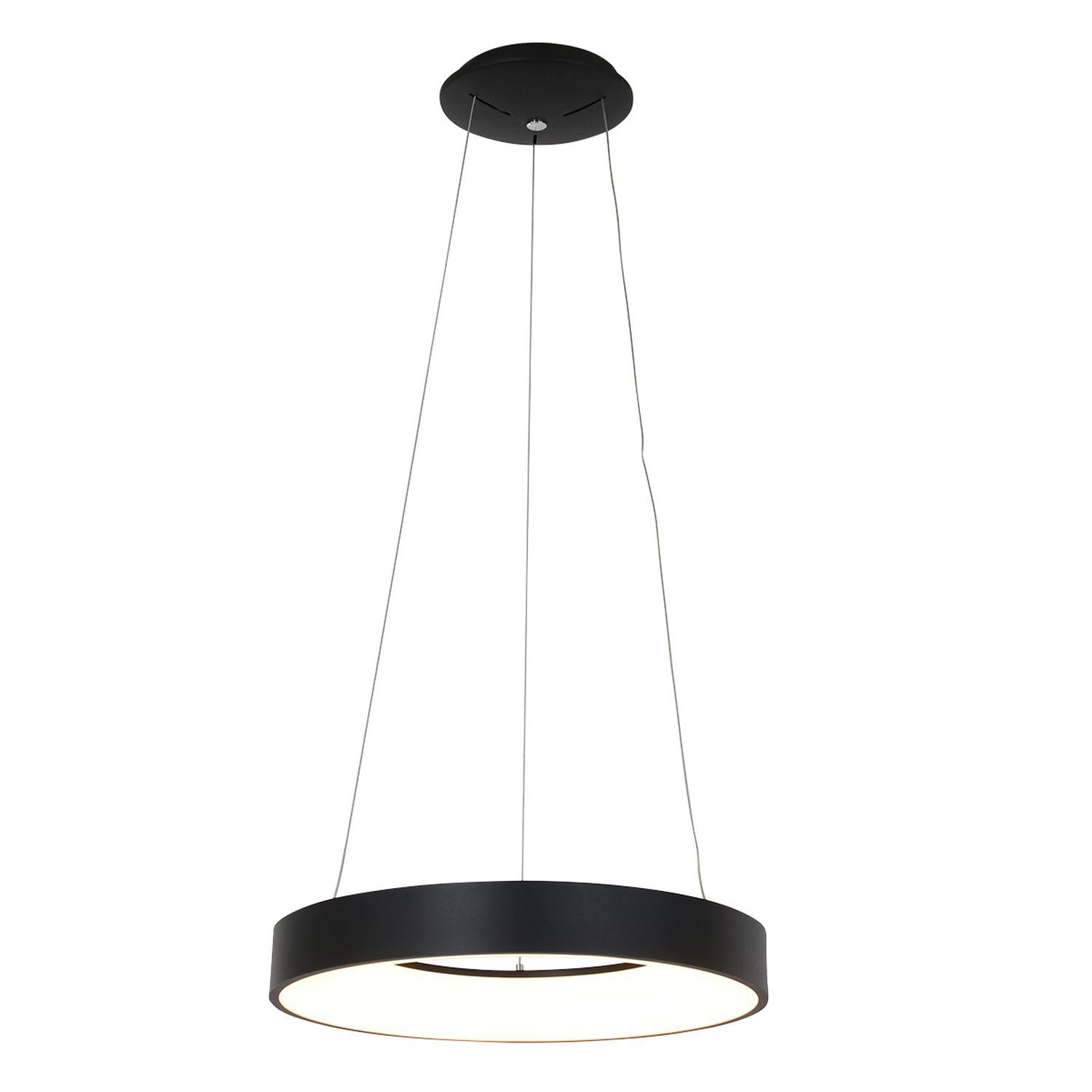 Suspension LED ronde noire Ø48 cm 2700 K confortable