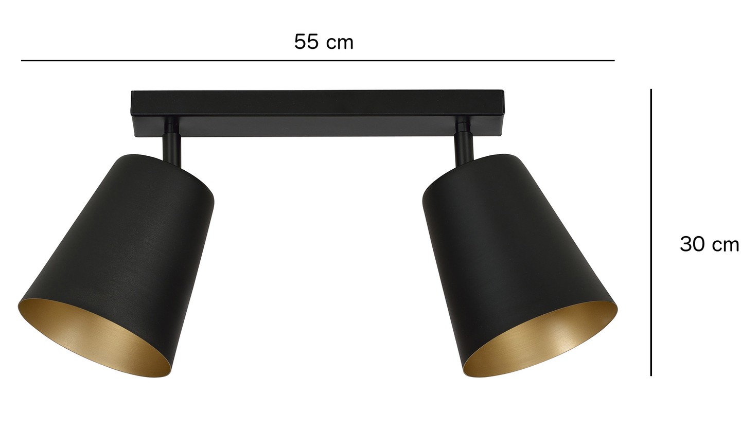 Deckenlampe Schwarz Gold flexibel 2-flammig E27