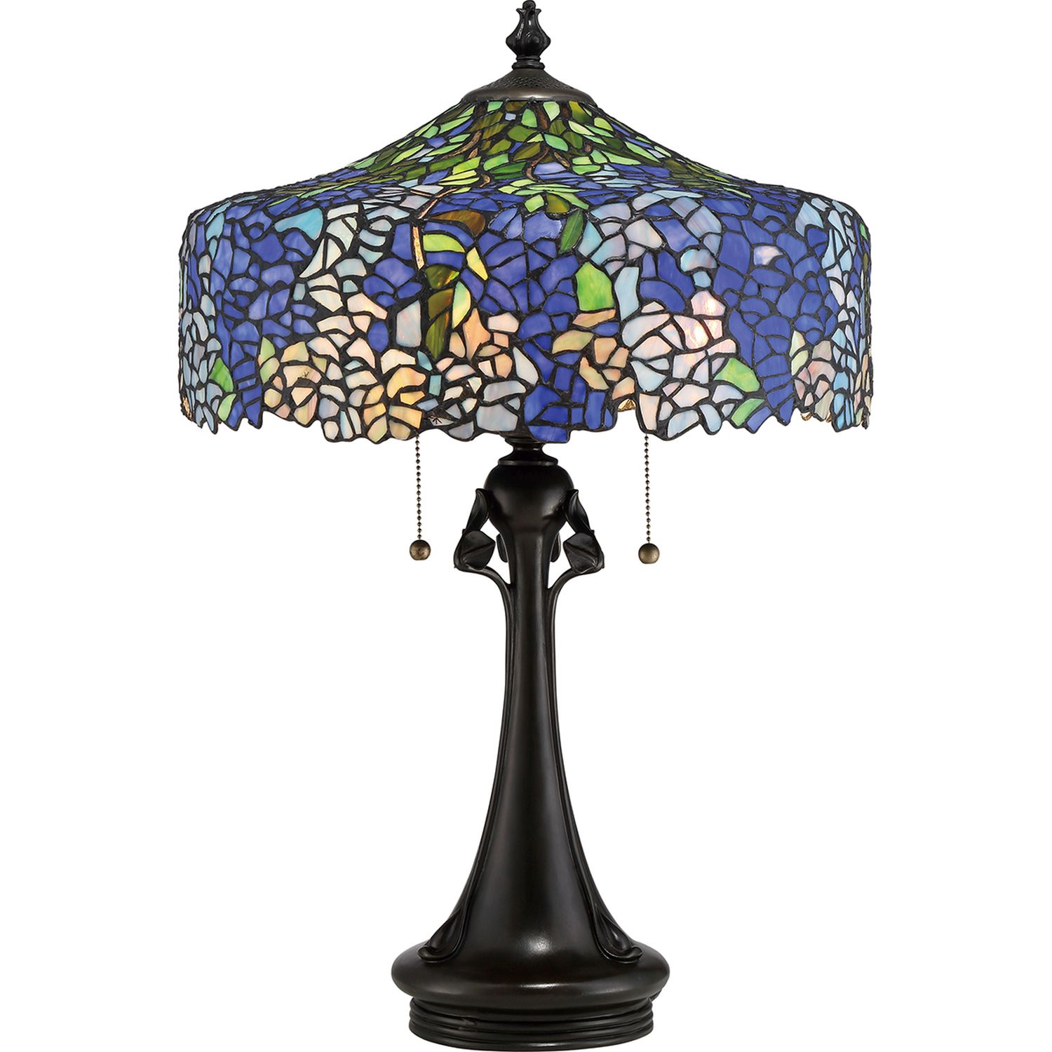 Imposante Tischlampe Tiffany Stil Zugschalter 69cm